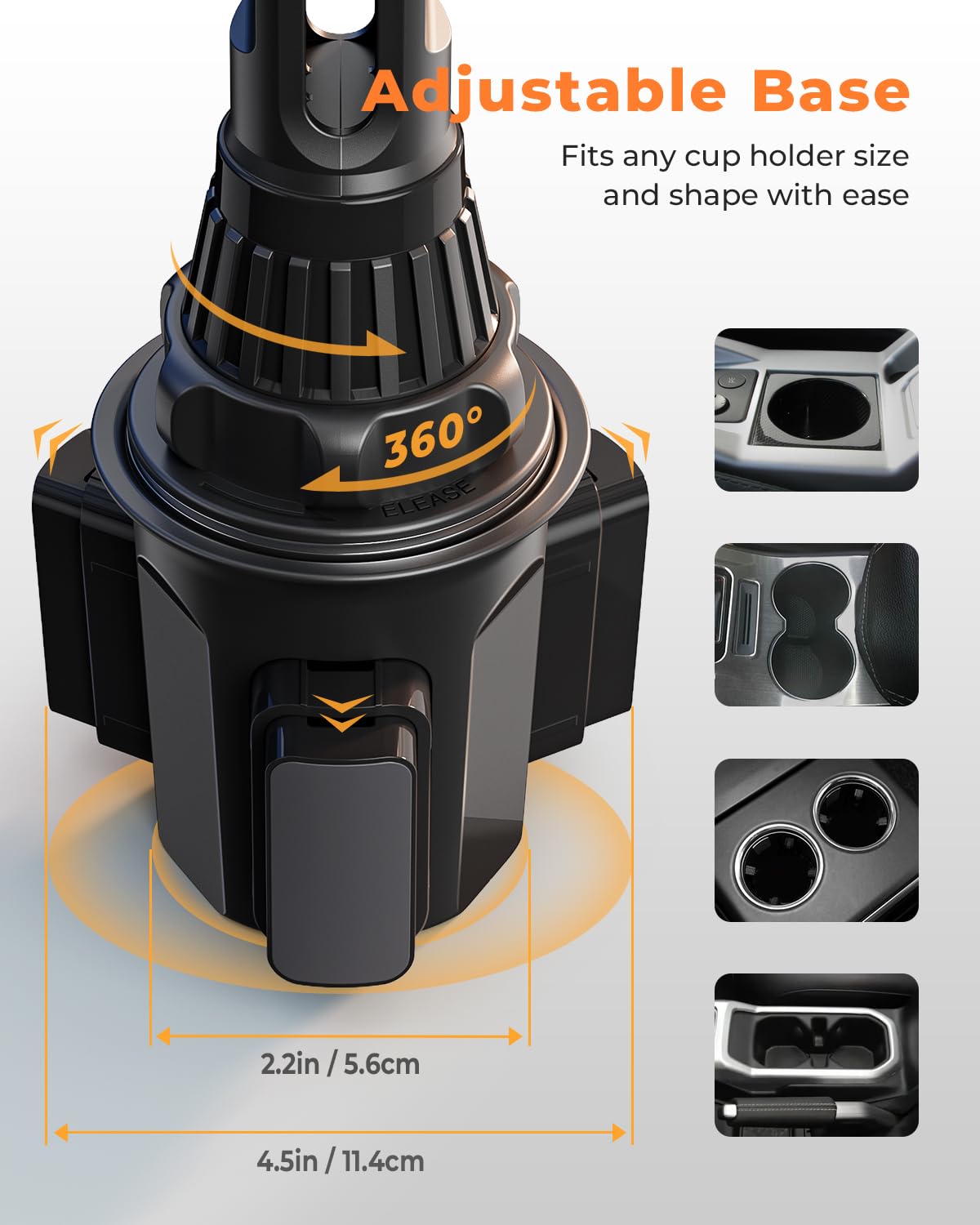 Lorima Cup Phone Holder For Car, Universal Adjustable Cup Holder Phone Mount Compatible With Iphone, Samsung, Huawei, Lg, Sony, And Nokia