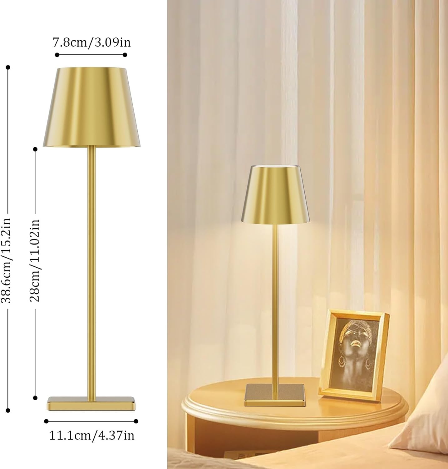 Howskys 2 Pack Cordless Table Lamps, 5500Mah Battery Powered, 3000K Warm White Rechargeable, Ip54 Indoor/Outdoor (Gold)