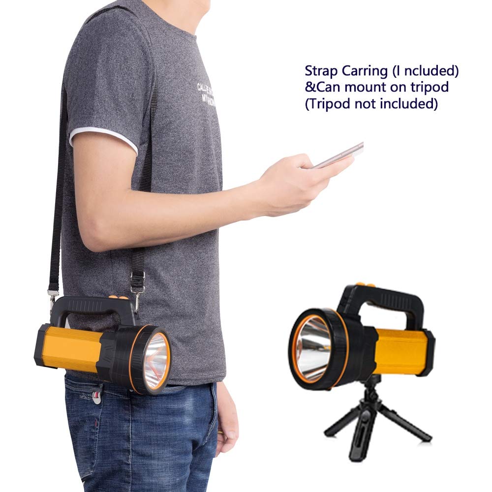 Maythank High Powered Super Bright Handheld Led Spotlight Flashlight 6000 Lumens Powerful Rechargeable Large Capacity Long Lasting Big Heavy Duty Searchlight