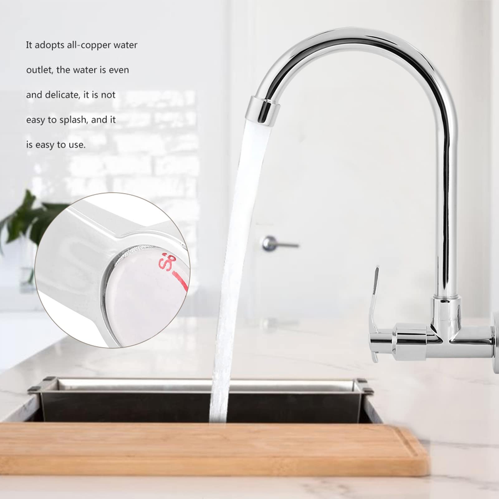Hyuduo Kitchen Faucet Single Handle Cold Water Tap Wall Mounted G1/2In Thread Faucet Sink For Kitchen Touch On Kitchen Sink Faucets