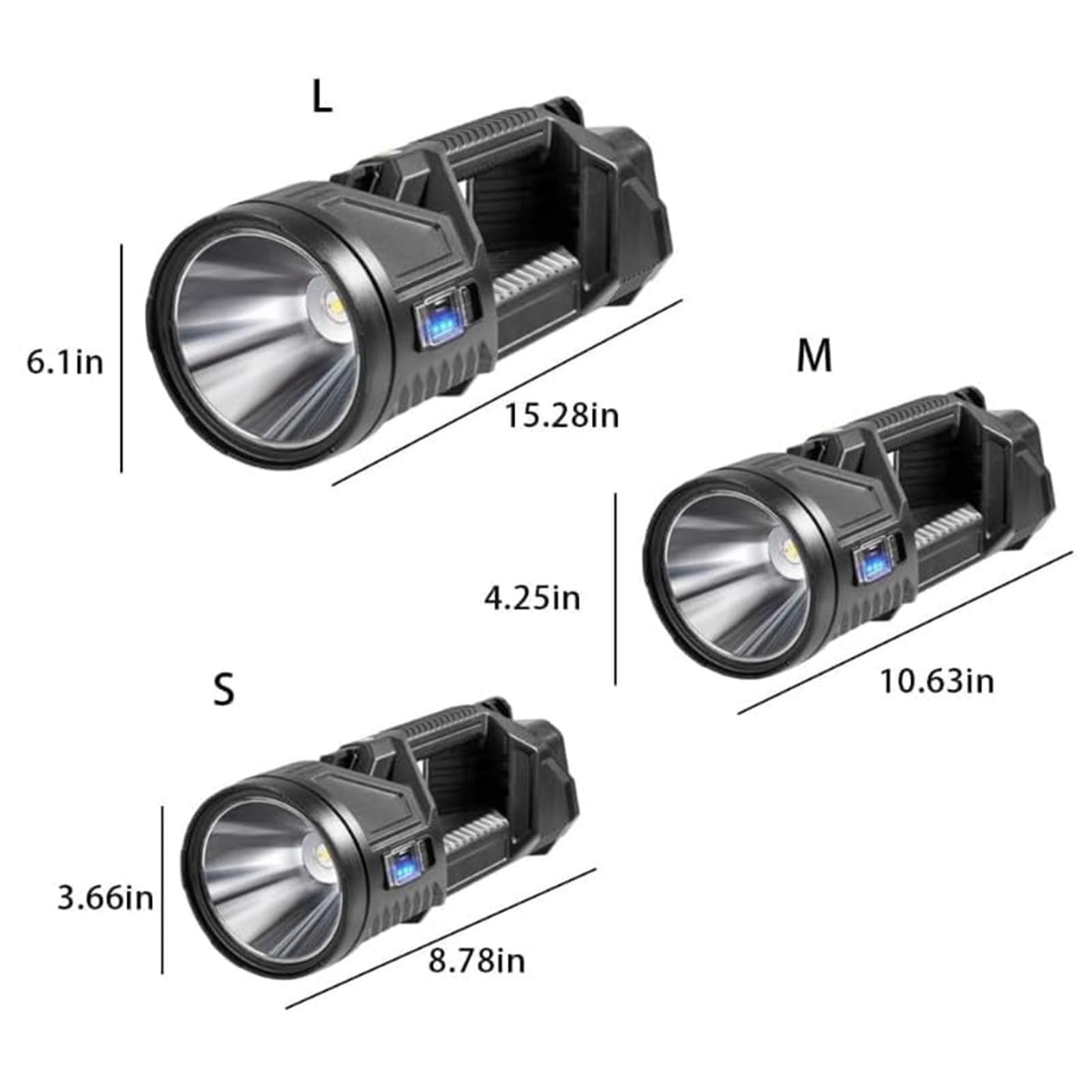 Miokuko  German 1000000 Lumens Waterproof Spot Lights Handheld Large Searchlight, Outdoor Searchlight, Super Bright Solar Spotlight Flashlight, Rechargeable Solar Utility Flashlight (S)