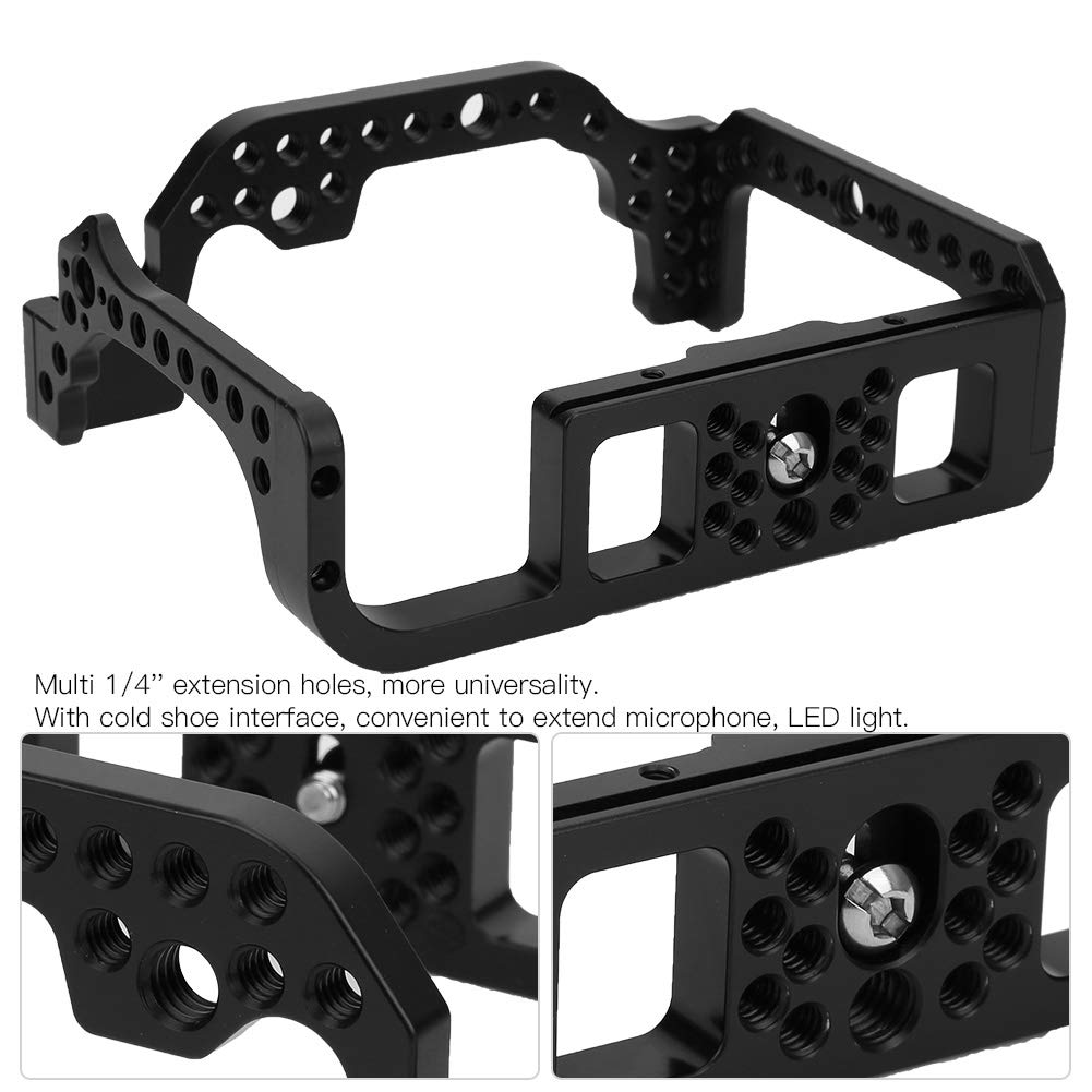 Tikatarer Camera Cage, Camera Stabilizer With Inner Hex Wrench 6X4.3X2In Black Aluminium Alloy Photography Extension Cage For R Mirrorless Camera