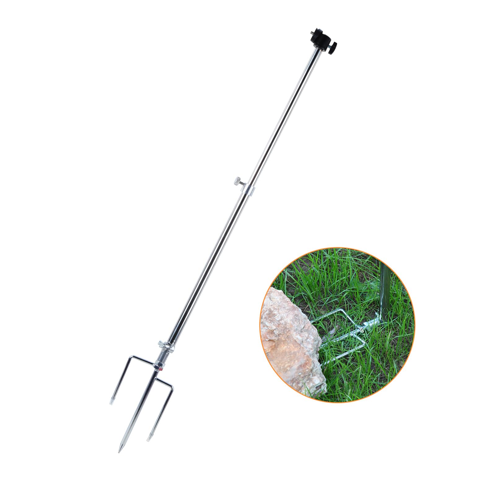 Manifish 1 Pack Trail & Game Camera Mount Stand Thick Foldable Stainless Ground Rod 360° Adjustable Universal Thread Connection 1/4''-20 (6 Mm) For Trail Camera Deer Cam Accessories/Hunting Trail Camera Stake