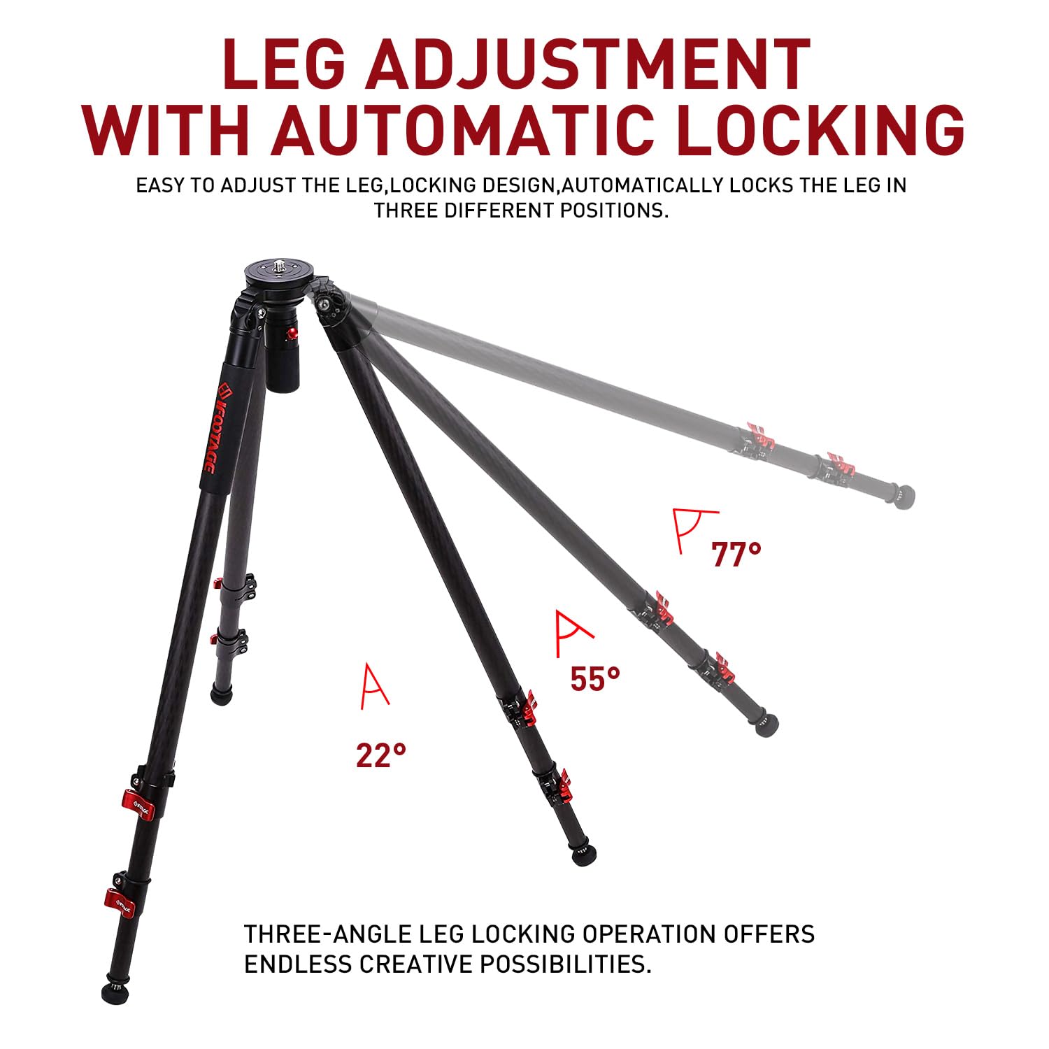 Ifootage 61''/155Cm Camera Tripod Heavy Duty,Travel Lightweight Carbon Fiber,Quick Adajustment Bowl Hand,Max Load 19.84 Lb/9Kg Tc7
