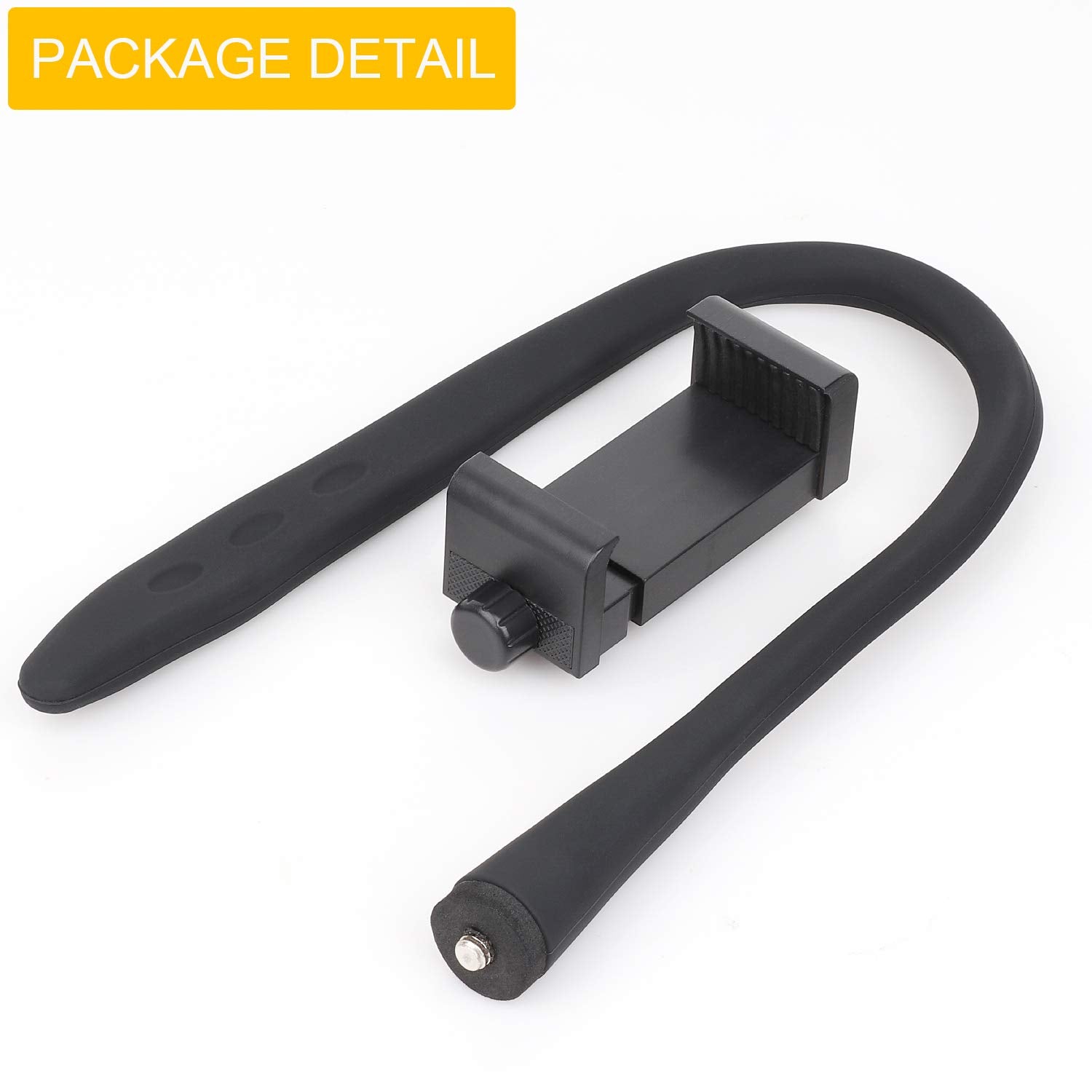 Itodos Portable Flexible Cell Phone Holder Stand For Treadmill, Spin Bike, Stroller, Shopping Cart, Bed, Car, Kitchen, Desk, Compatible With Iphone, Android (Black)