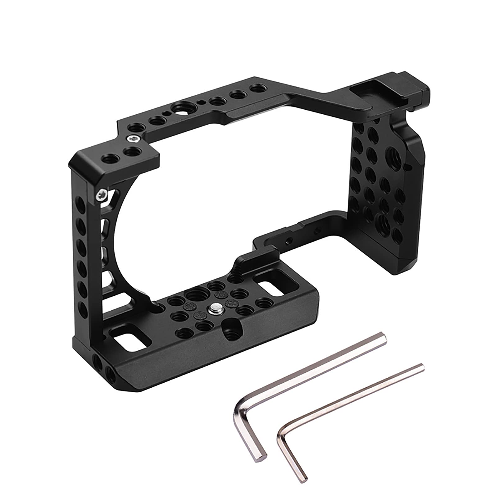Easy Hood Camera Cage For Sony Alpha A6100 A6400 A6300 A6500 A6000, Aluminum Vlogging Video Shooting Rig Stabilizer With 1/4" 3/8" Mounting Points And Cold Shoe For Mic Monitor Fill Light