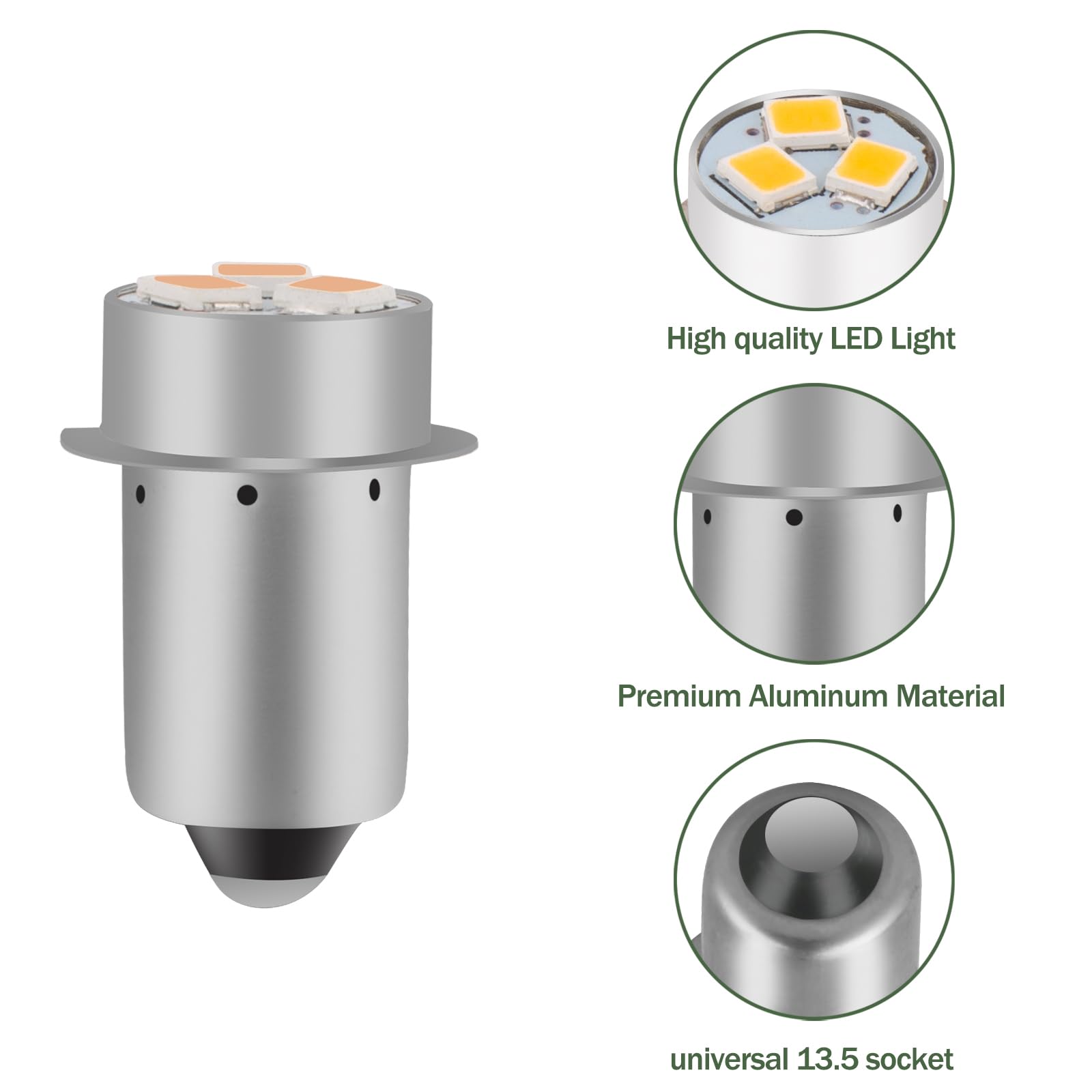 Misfart Flashlight Bulbs Replacement, Mag-Lite Led Bulb For Ryobi Craftsman Milwaukee Flashlight, 18V 19.2V Led Flashlight Bulb -2 Pack
