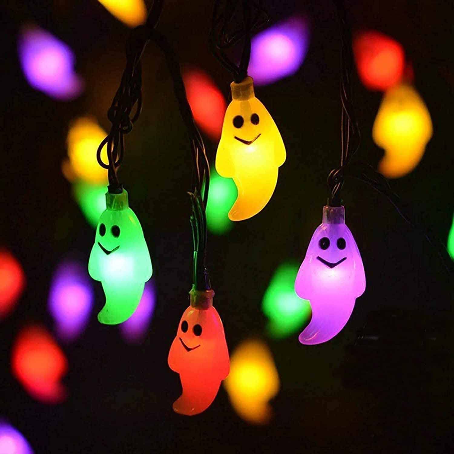 Snomyrs Halloween Decoration Lights 21Ft Led Ghost String Lights 30 Led Battery Powered String Light With 8 Modes For Patio Garden Gate Yard Halloween Christmas Decoration(Multicolor)