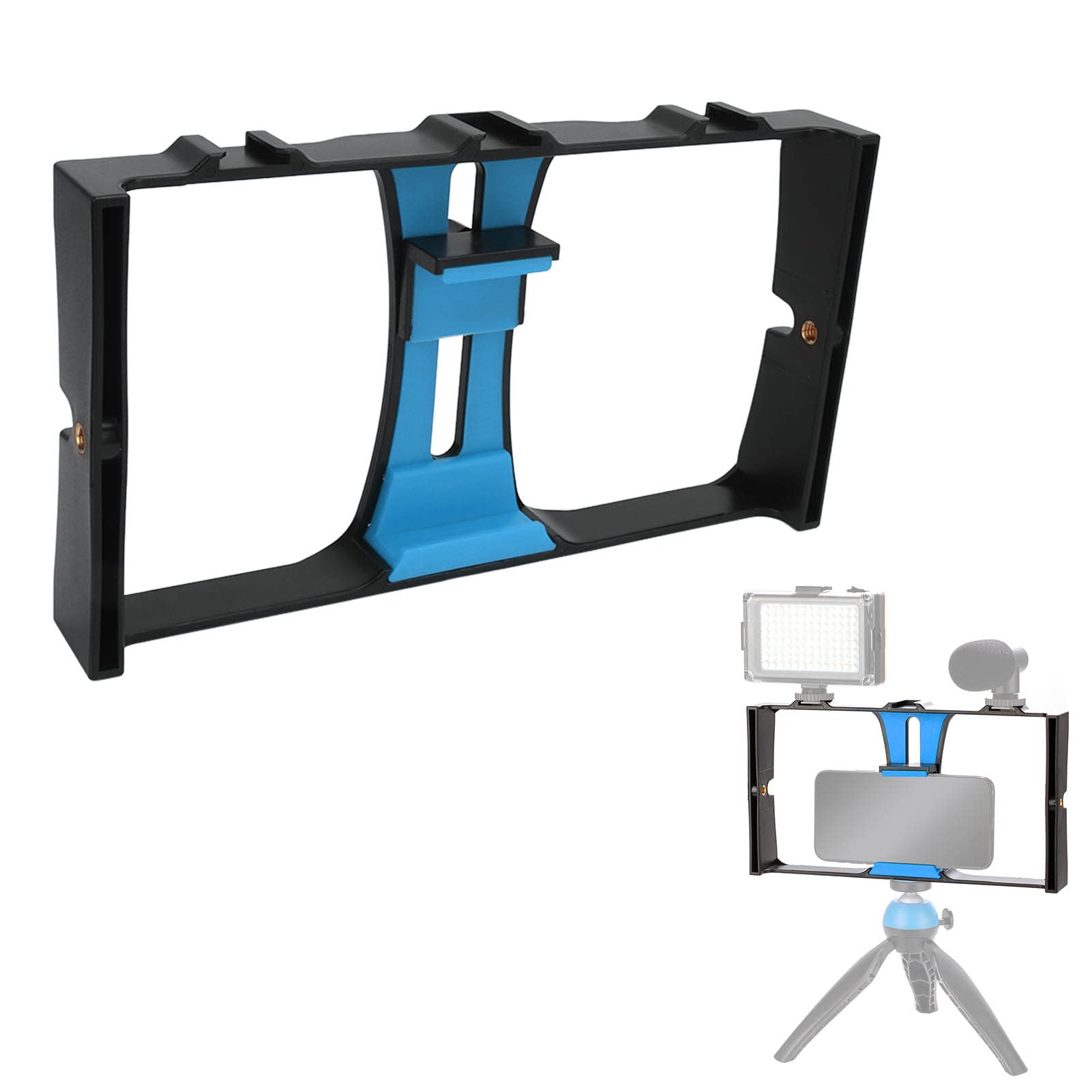 Vbestlife Smartphone Video Rig, 1/4 Inch Screw, Handheld Cell Phone Stabilizer, Phone Video Camera Cage, Support Microphone And Led Video Light, For Live Streaming Vlog(Blue)