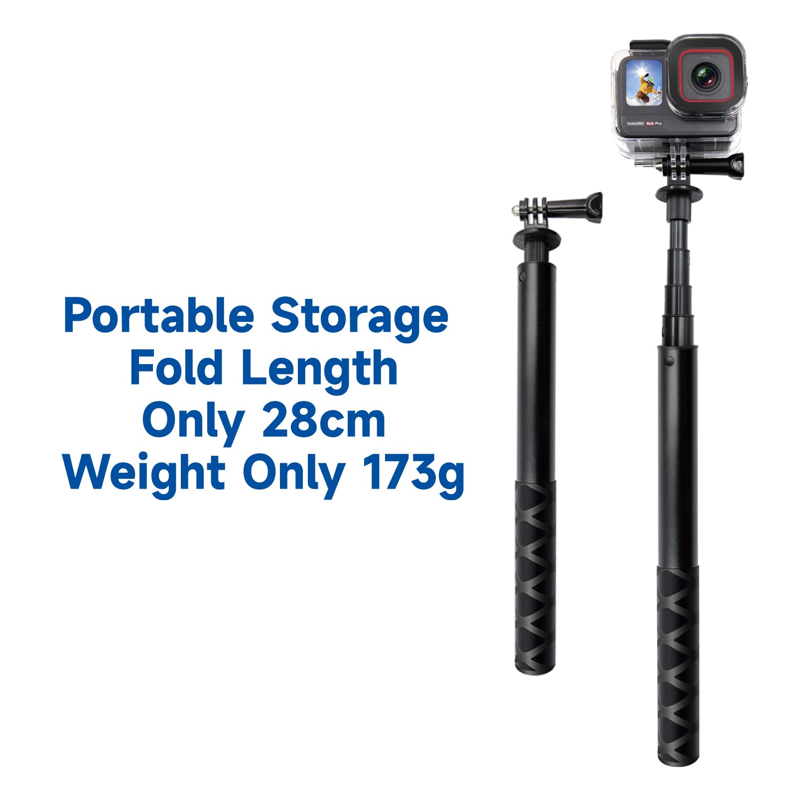 Shoot Selfie Stick 45.2Inch/115Cm Extension Invisible Monopod Compatible For Gopro Hero 13/12/11/10/9 For Insta 360 Ace Pro X4 X3 Dji Action 4 3 2 Akaso And Other Action Cameras