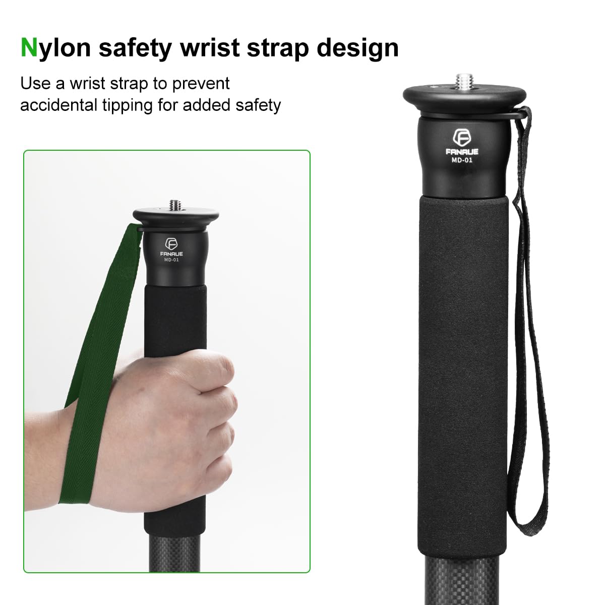 Fanaue Md-01 Camera Monopod Stand With 1/4"-20 And 3/8"-16 Threads, Carbon Fiber Monopod For Canon Nikon Sony And Dslr Cameras, Lightweight Travel Tripod Load 10Kg/22Lbs, Great For Outdoor Photography