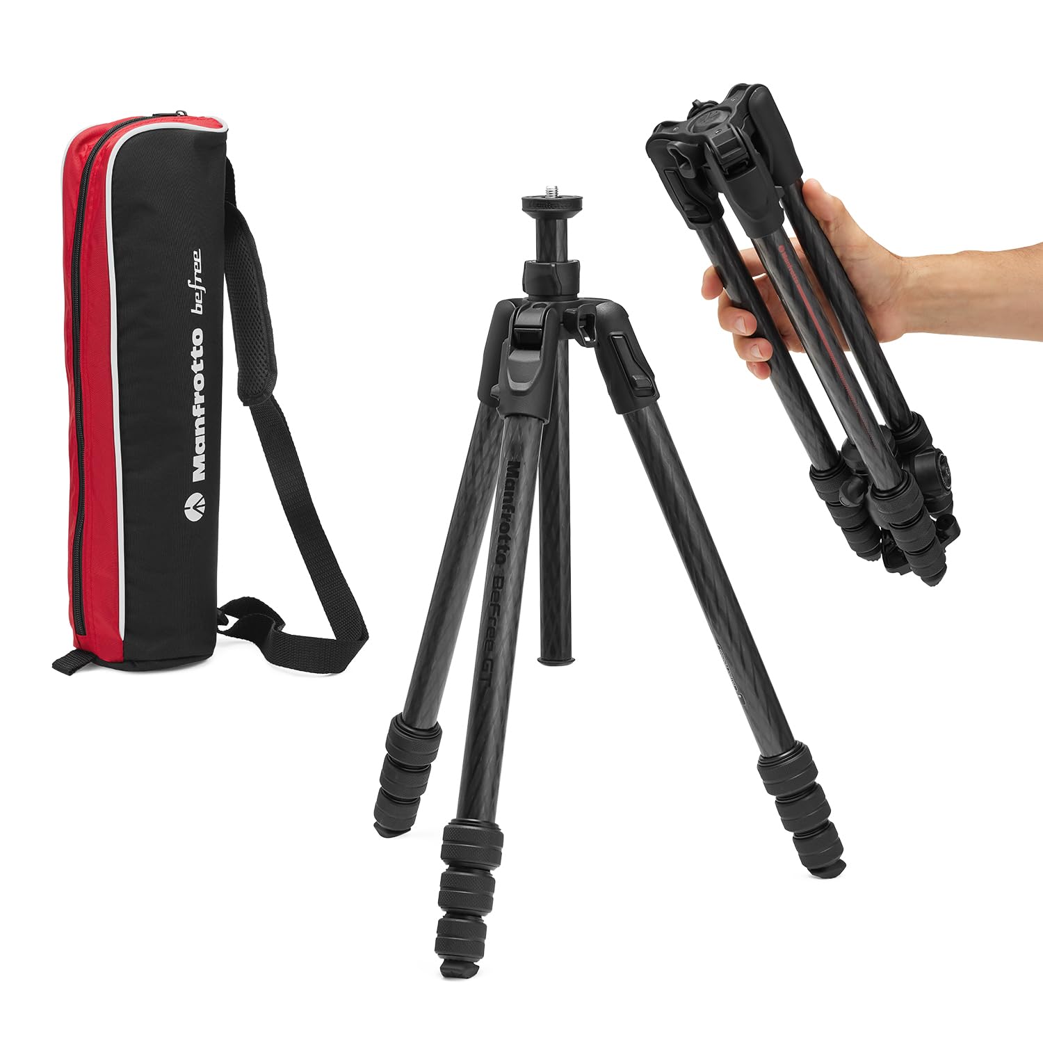 Manfrotto Be Gt Pro 4-Section Carbon Fiber Travel Tripod Legs, Black Matte