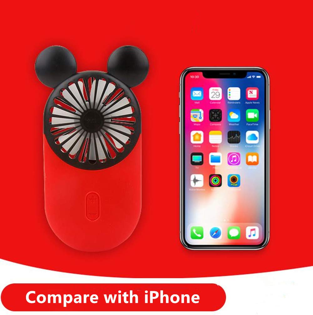 Cute Personal Mini Fan, Handheld & Portable Usb Rechargeable Beautiful Led Light, 3 Adjustable Speed