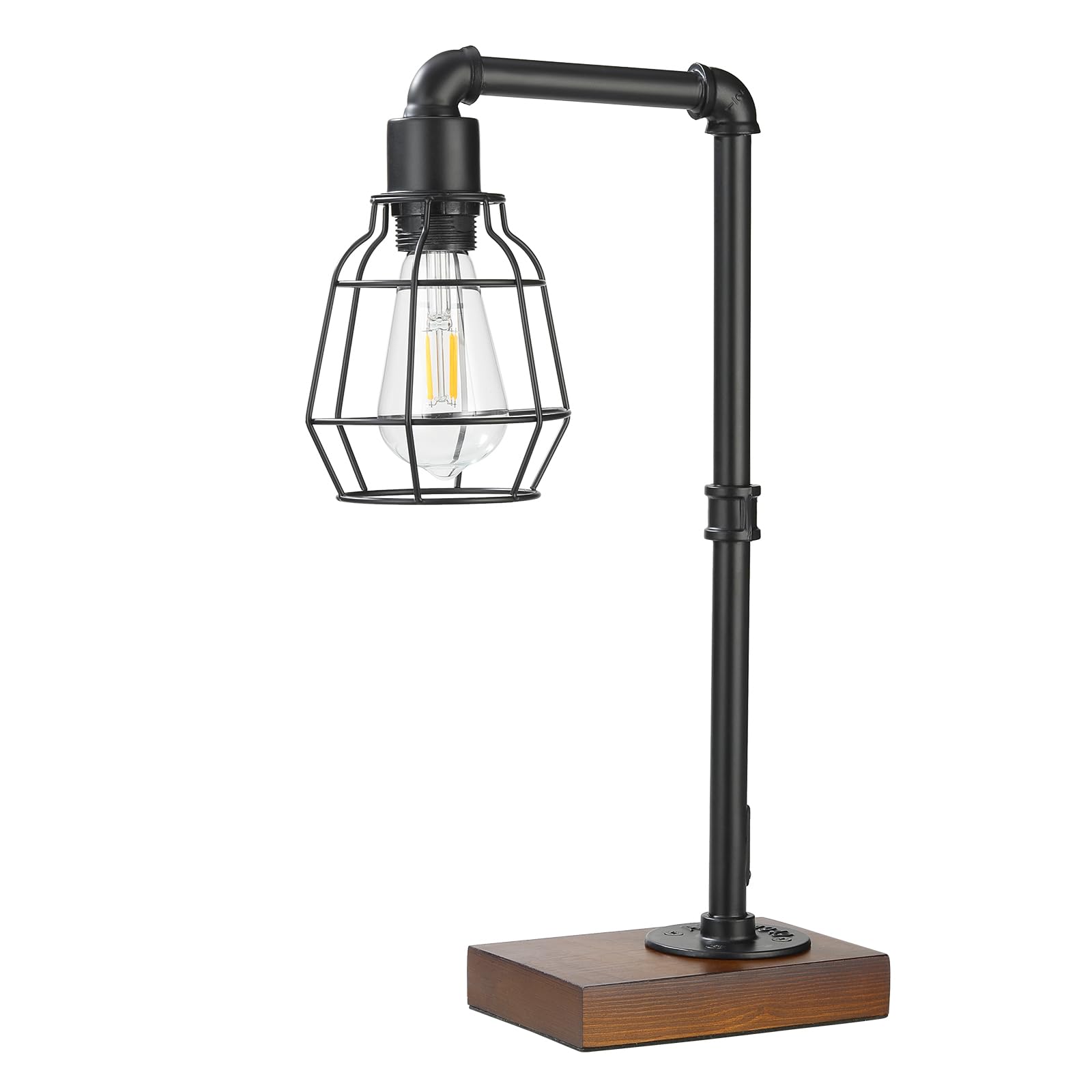 Conca Industrial Steampunk Table Lamp, Edison Bulb, Metal, A-Black, 19.6X11.7X5.35 Inches, 3 Lbs, E26 Base, 800 Lumen, 120V