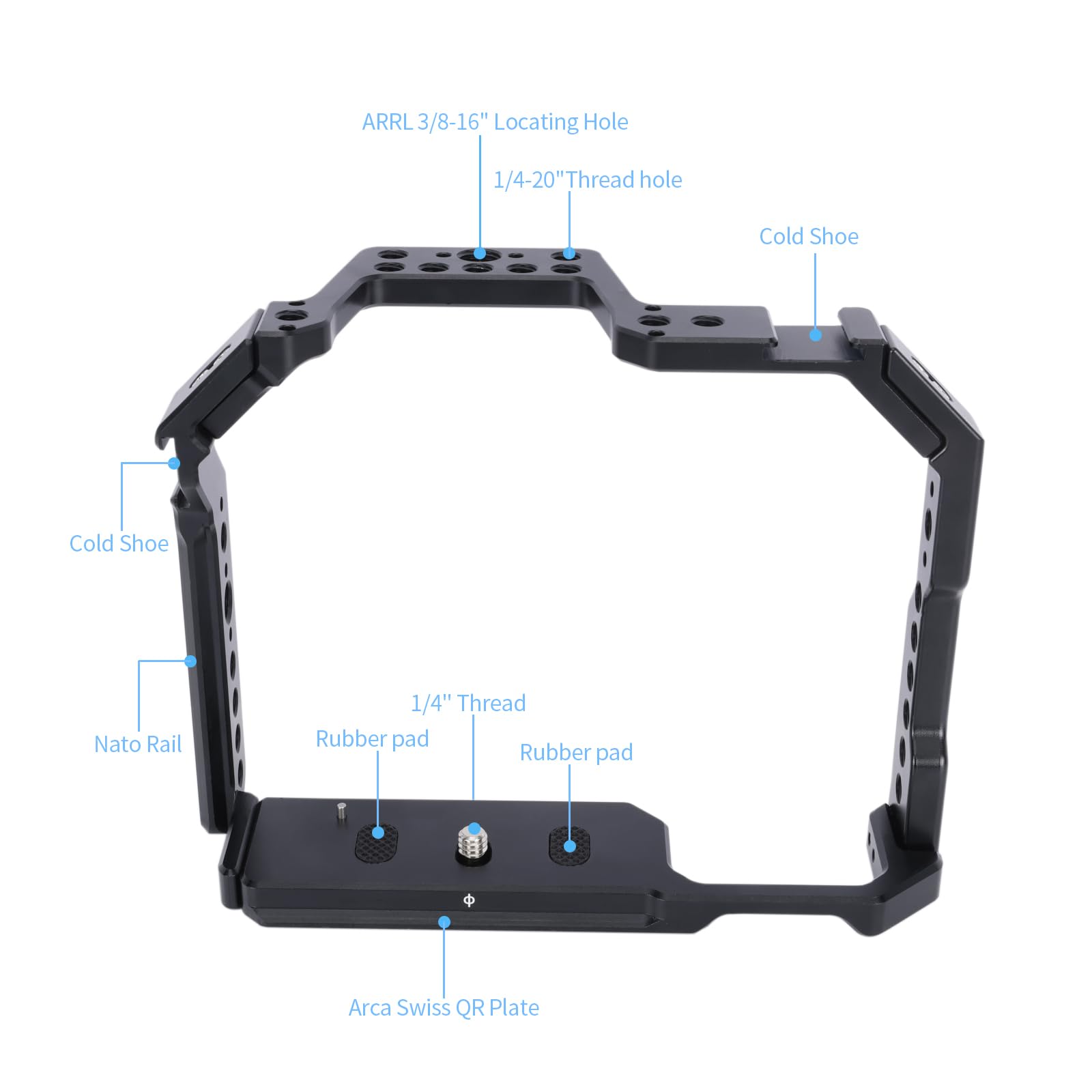 Niceyrig 6D / 6D Ii Cage Kit With Top Handgrip And Wooden Side Handle For Canon Eos 6D 6D Mark Ii, Dslr Videomaking Rig Stabilizer With Quick Release Plate For Arca-Style Cold Shoes