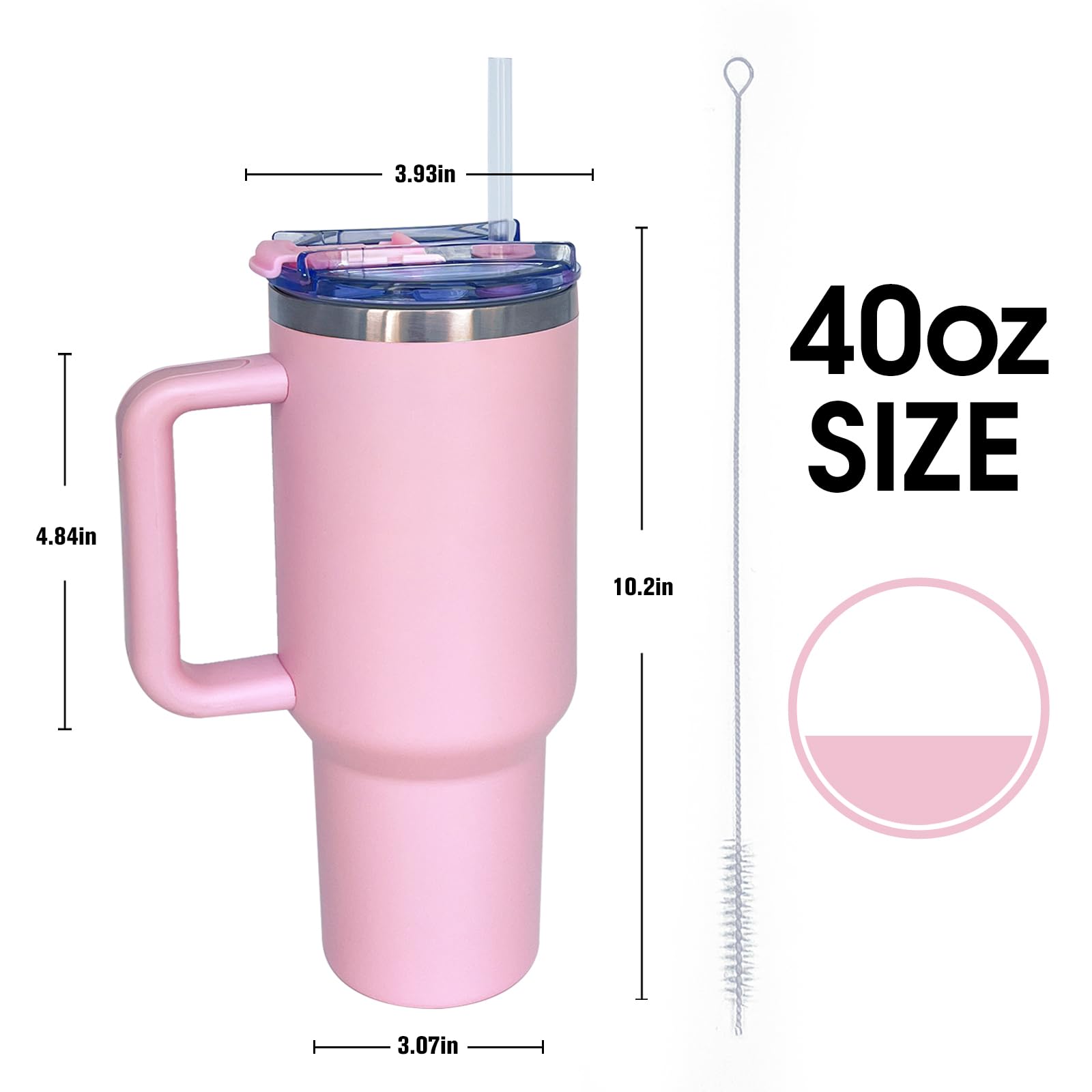 40 Oz Tumbler With Handle And Straw Lid,Insulated Reusable Stainless Steel Water Bottle Travel Mug