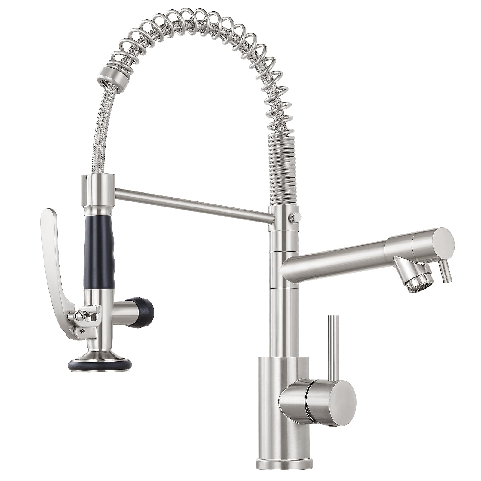 Mttcle Commercial Kitchen Faucet With Pull Down Sprayer, Stainless Steel Kitchen Sink Faucet, Single Handle Spring Kitchen Faucets (Brush Nickle)