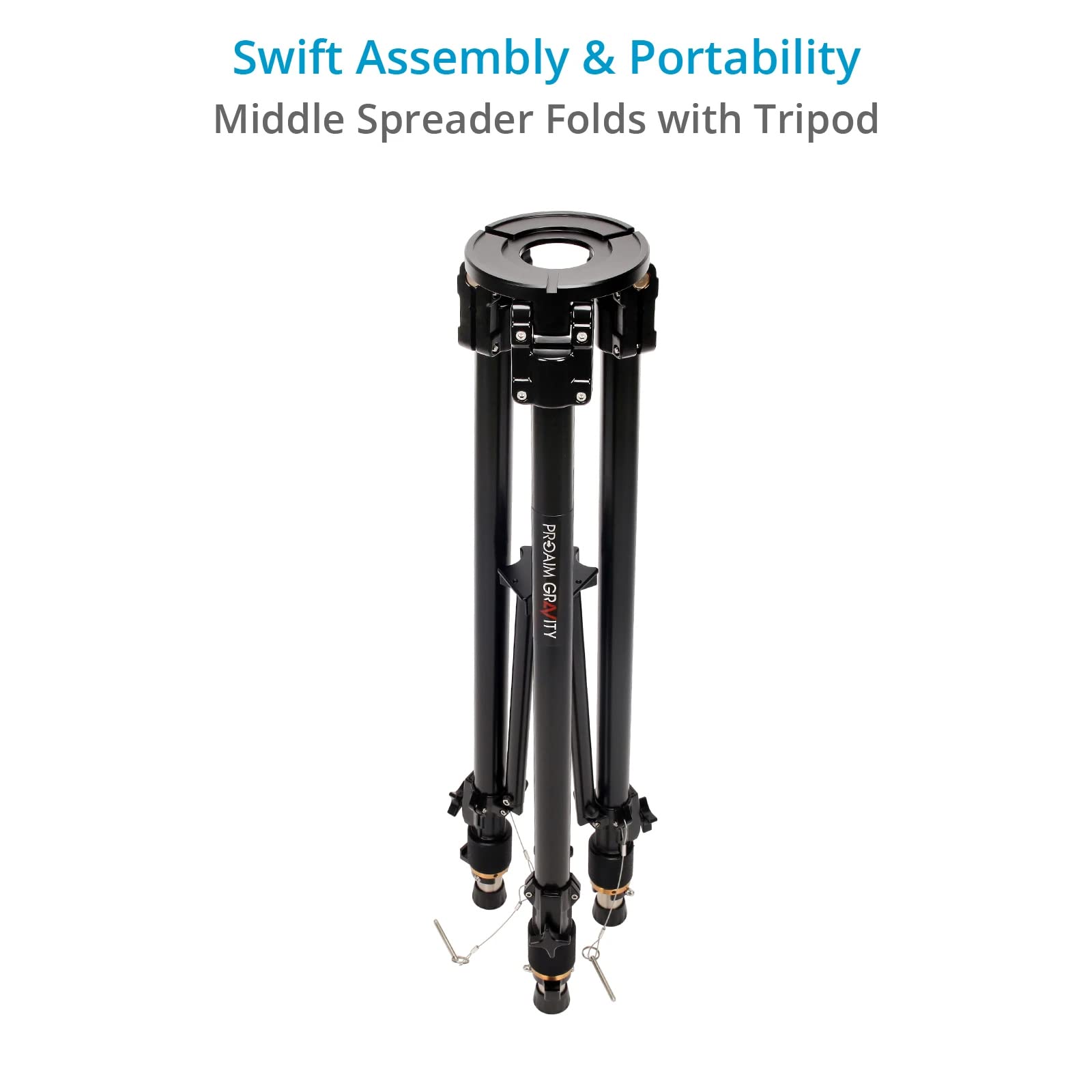 Proaim Gravity Heavy-Duty Camera Tripod Stand - Flat Base For Heavy Camera, Slider, Jib/Crane, Geared Headed & More. Payload Up To 250Kg / 550Lb. (Tp-Gvty-01)