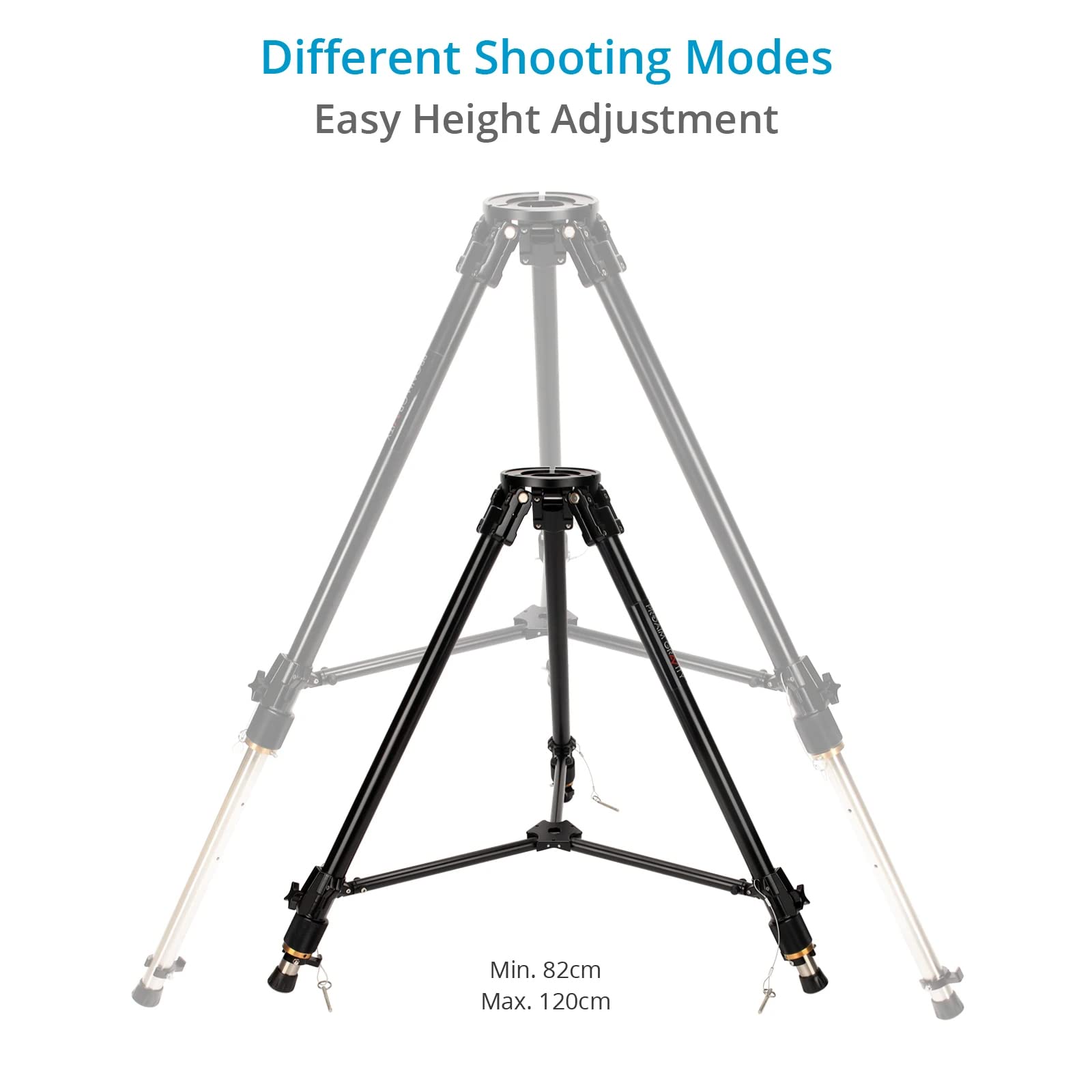 Proaim Gravity Heavy-Duty Camera Tripod Stand - Flat Base For Heavy Camera, Slider, Jib/Crane, Geared Headed & More. Payload Up To 250Kg / 550Lb. (Tp-Gvty-01)