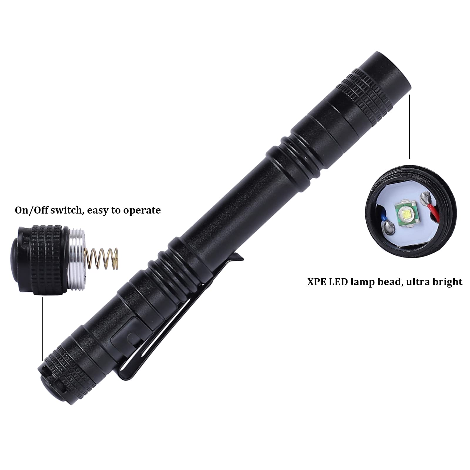 Mcopkrmo Led Pen Flashlight, 6Pcs Pocket Flashlights Super Bright Slim Pen Light With Clip Waterproof Penlight For Inspection, Repair, Emergency Powered By 2Aaa Battery (Not Included)