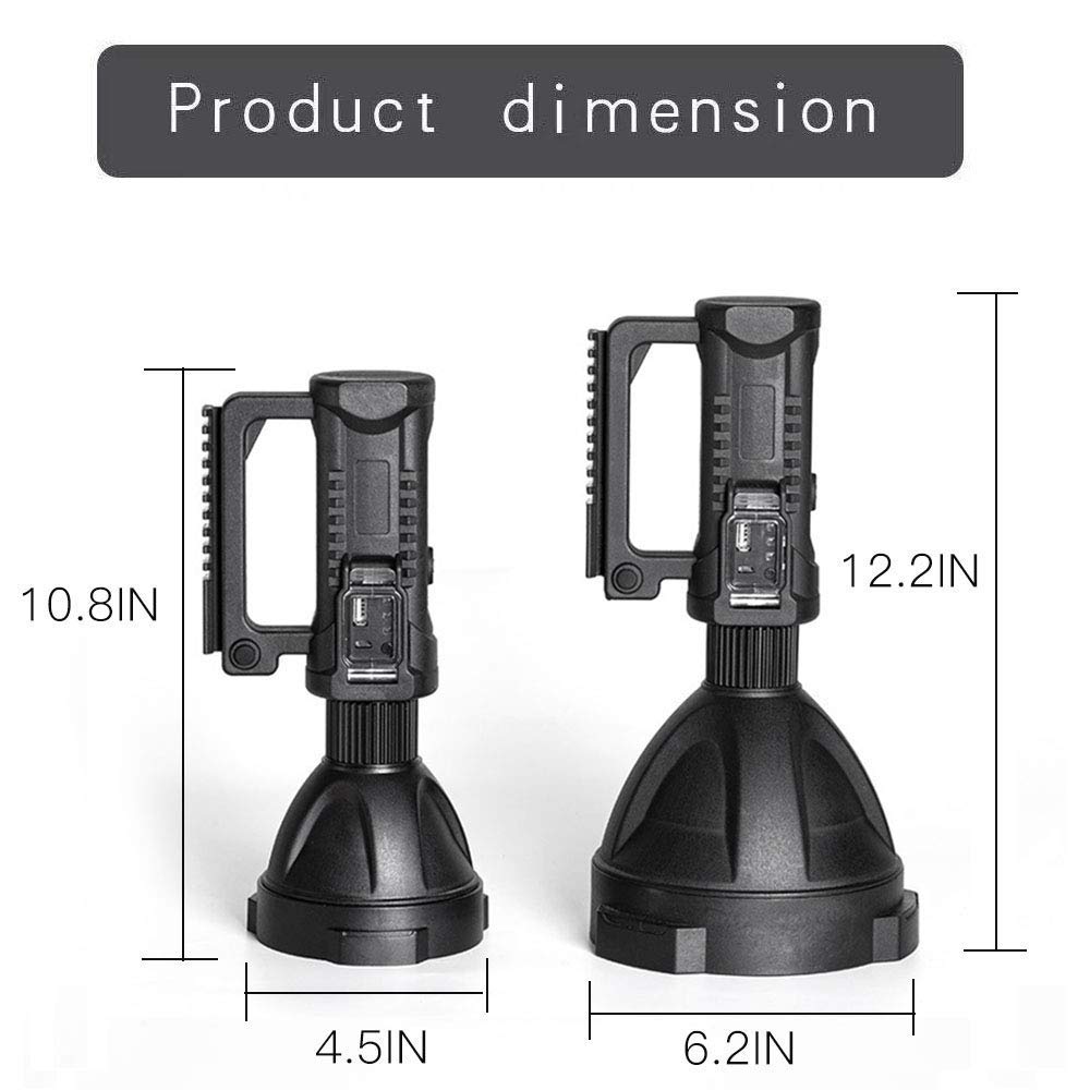 Hunting Friends Super Bright Rechargeable Spotlight, Handheld Utility Flashlight 4 Modes High Power Portable Waterproof Led Searchlight Usb Output P50 Camping Torch For Outdoor (P50-Medium Size)