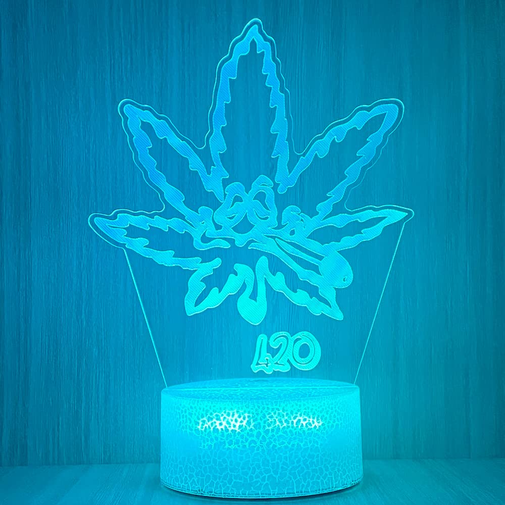 Yooce 420 Leaf 3D Led Table Lamp Night Light Optical Visual Illusion Home Decor Lighting