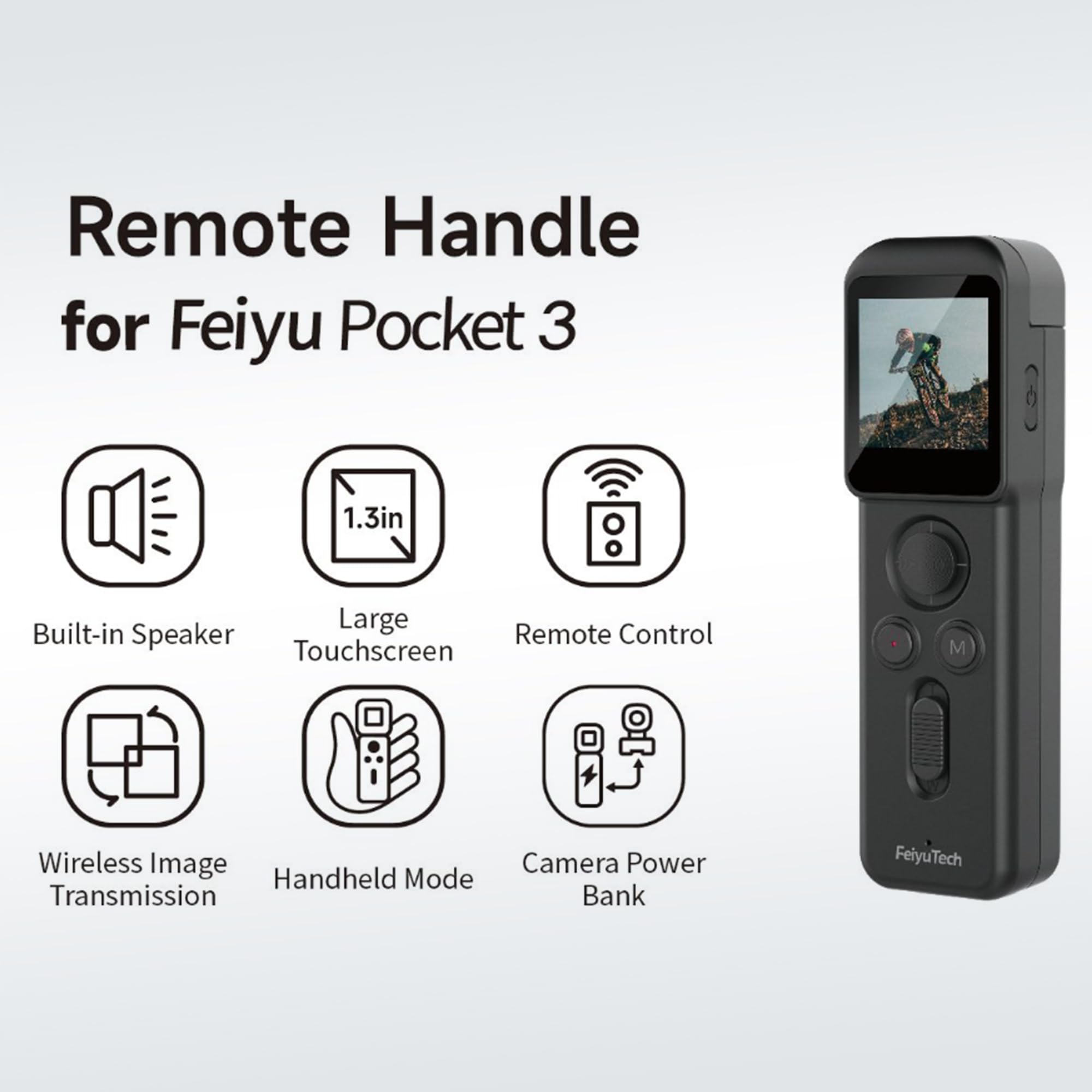 Feiyutech Cordless Detachable Remote Handle,4 Way Joystick Accessory For Feiyu Pocket 3 Camera, 1.3" Touch Screen