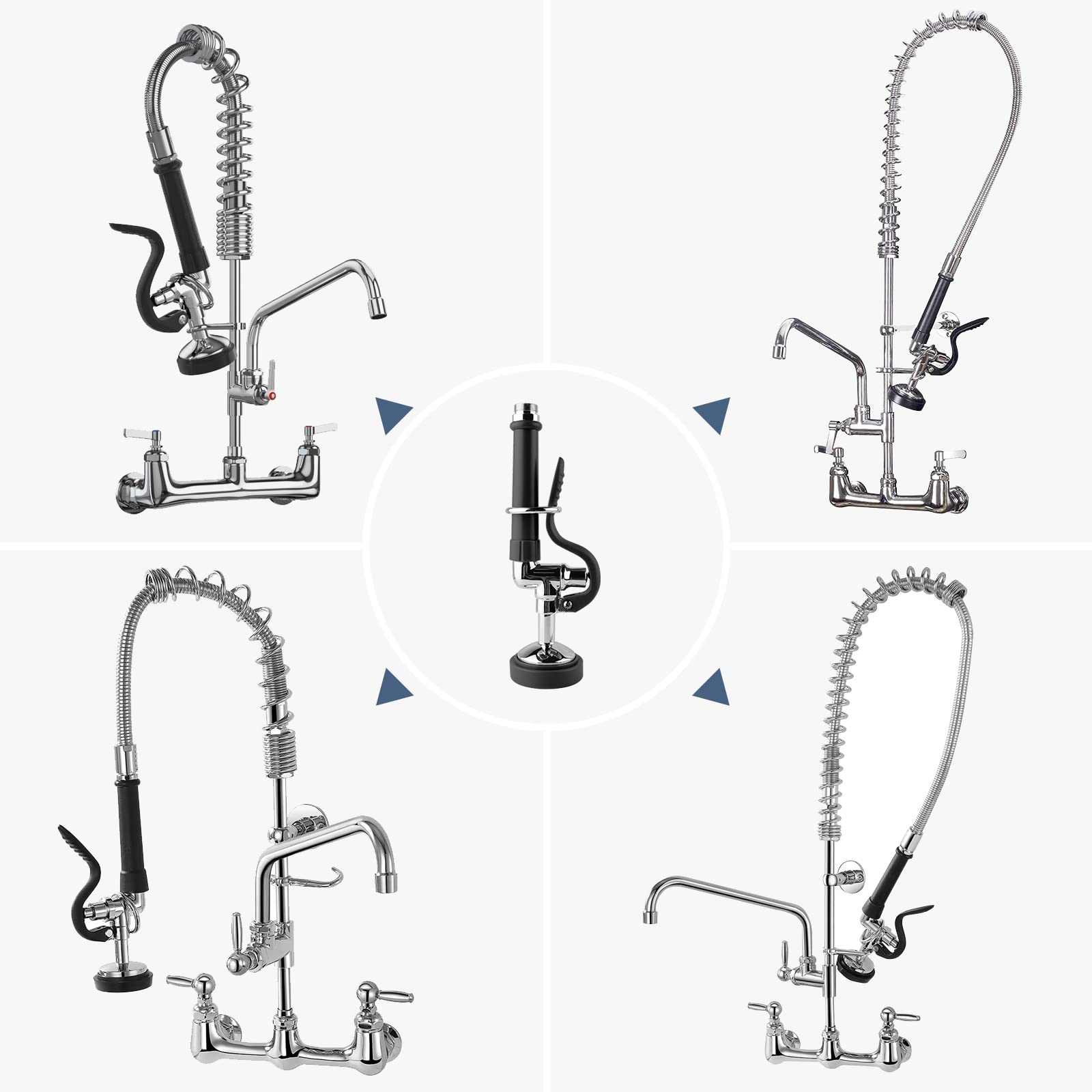 Fauaid Pre Rinse Sprayer Commercial Sink Sprayer Head,1.42Gpm Spray Valve Dish Nozzle With Ergonomic Handle, Commercial Faucet Parts For Commercial Kitchen Faucet,Chrome Finished（Black）
