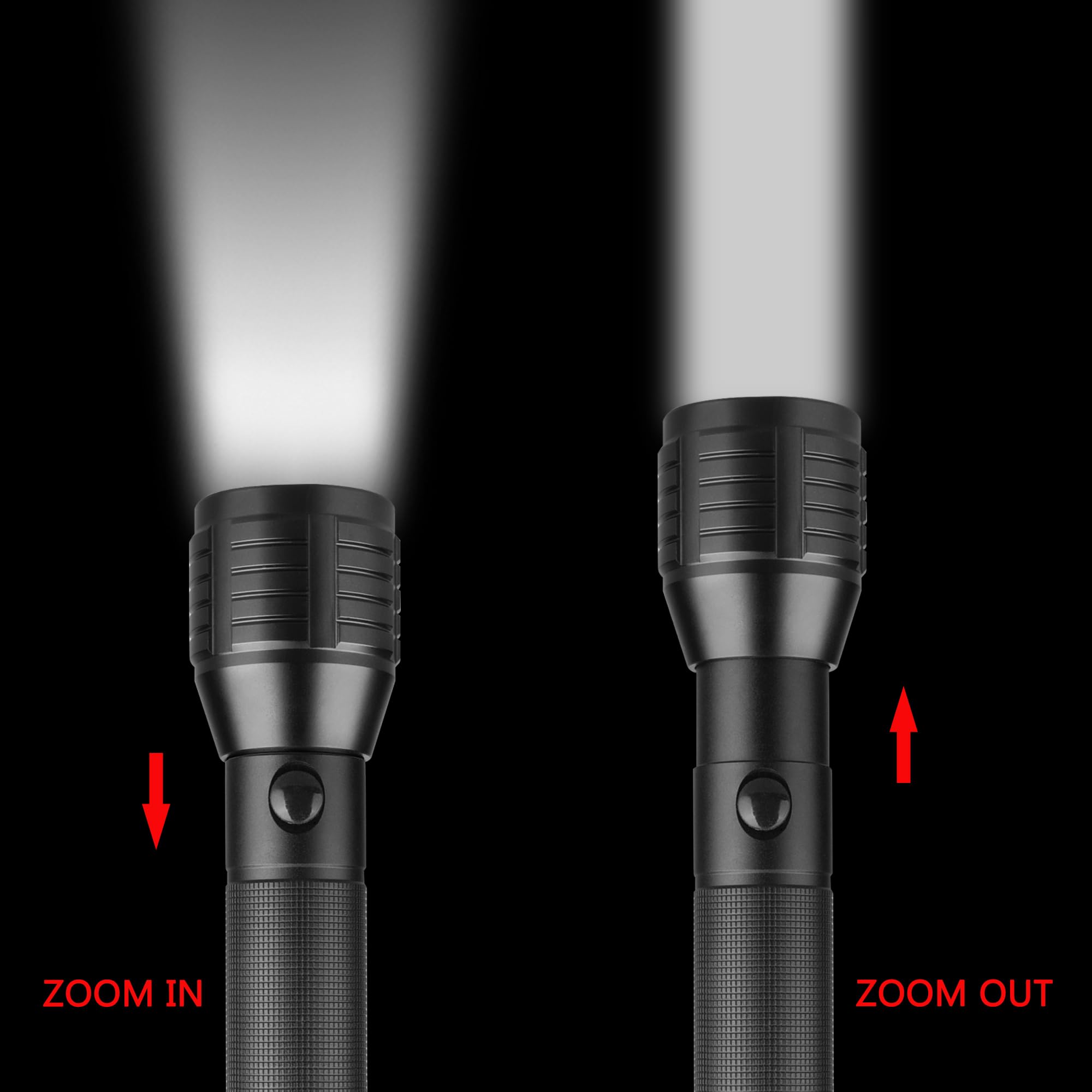 Denarp Heavy-Duty Led 2-Cell D Battery Flashlight, 3 Modes & Zoomable, High Lumens Powerful Flashlights For Hunting, Boating, Power Outages
