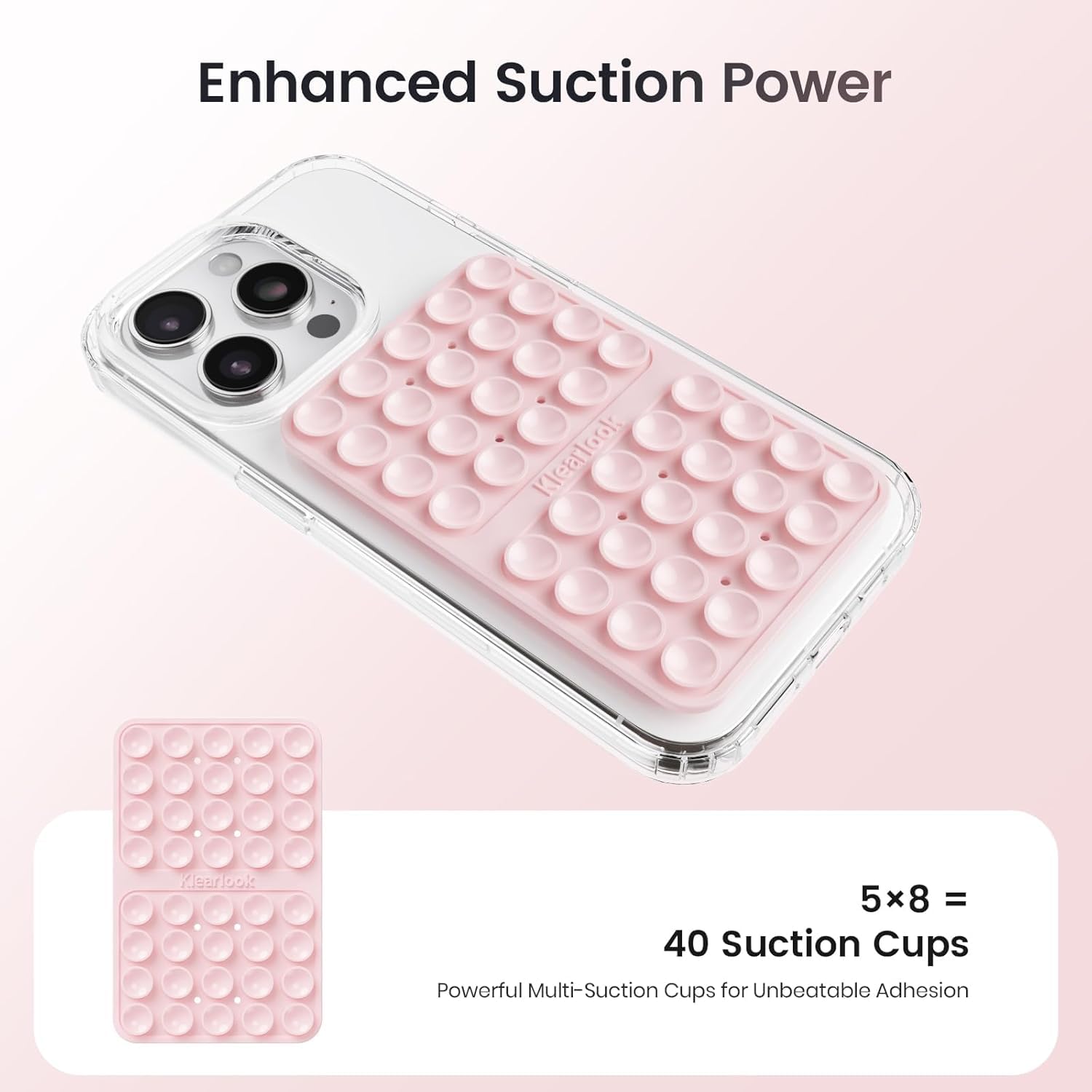 Klearlook Maximized Clarity Klearlook 4Pack Silicone Suction Cup Phone Case Mount Double Sided, Sticky Phone Grip For Cell Phone, Hands- Phone Accessories For Selfies And Videos, Light Blue & Light Pink & Black & White