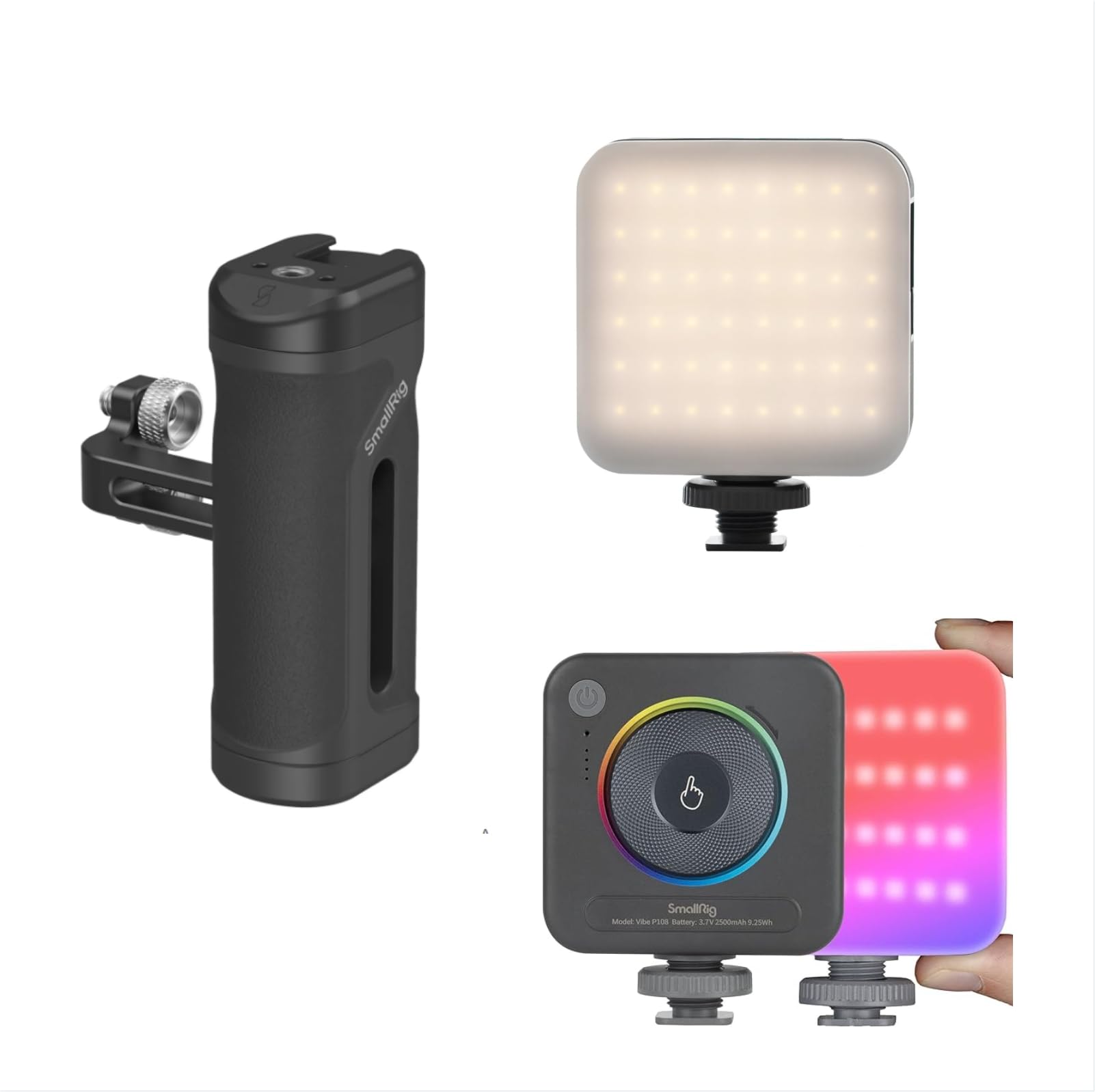 Smallrig Mini Side Handle Kit, With P96 Led Video Light And P108 Rgb Video Light For Youtube, Vlogging