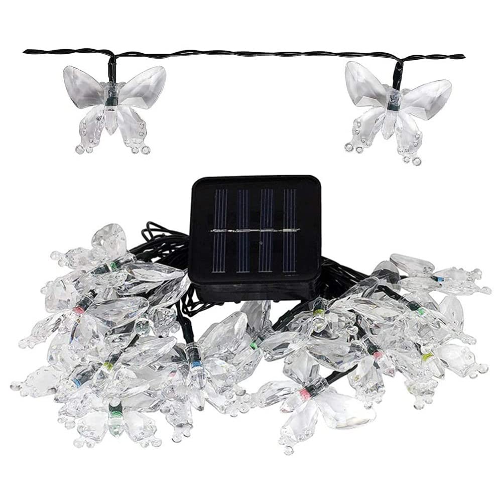 Tebocr Butterfly Solar String Lights - 16 Feet, 20 Led Multicolor, Waterproof, 8 Modes For Outdoor Patio Garden Yard Fence Wedding Christmas Party