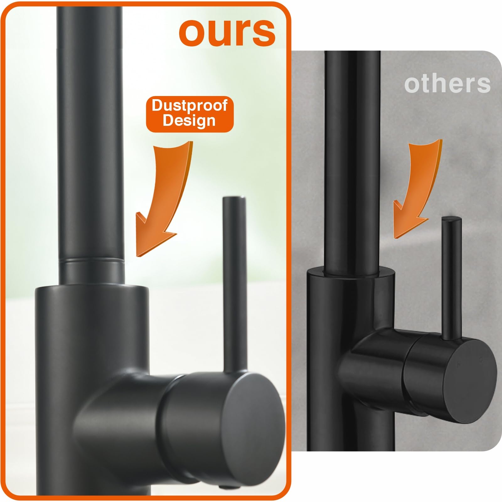 Rulia Matte Black Kitchen Faucet, Black Faucet, Kitchen Sink Faucet, Pull-Down Kitchen Faucets, Bar Kitchen Faucet, Stainless Steel, Rb1031