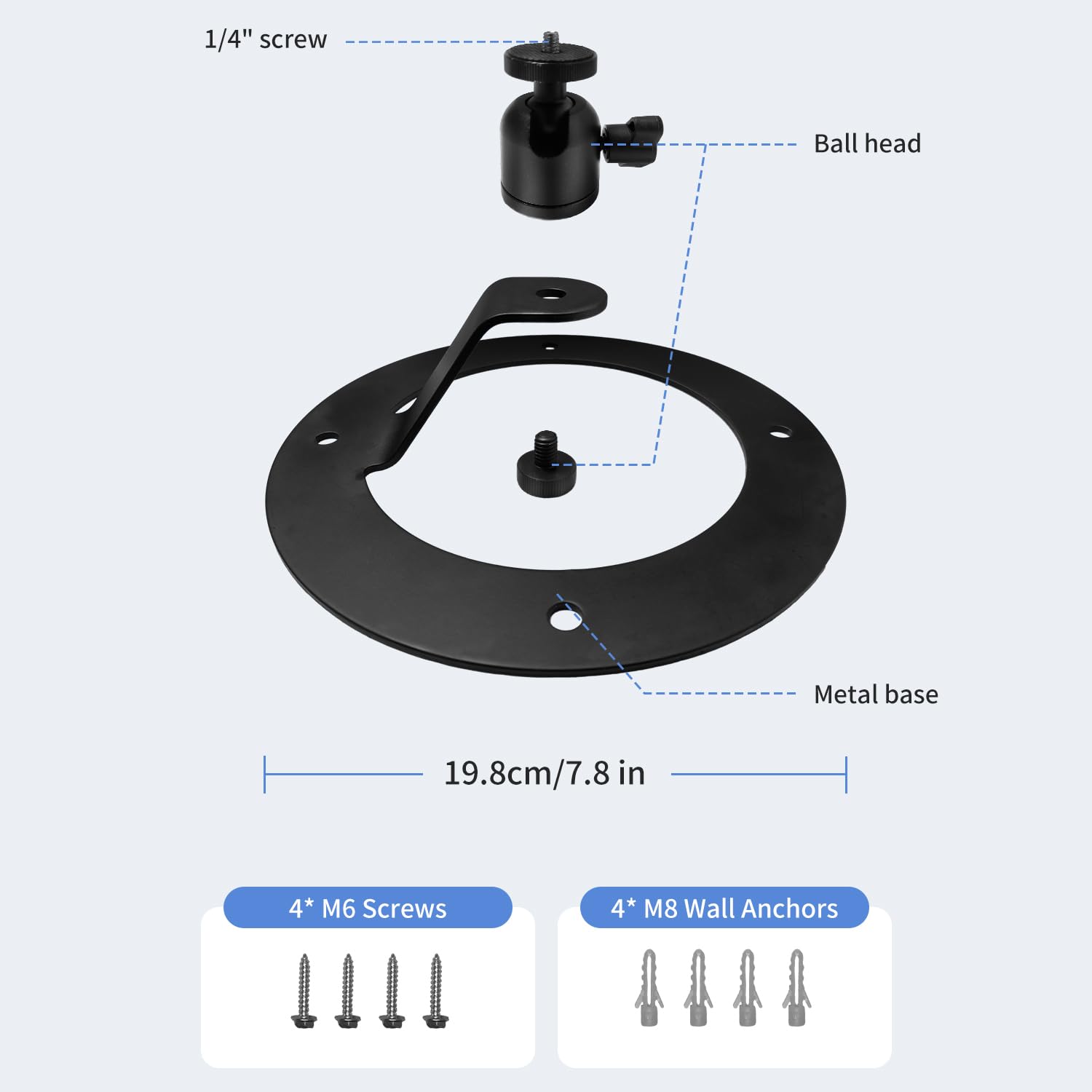 Tonalee Projector Stand Table Tripod: Ballhead Angle 360 Degree Adjustable With 1/4" Screw For Most Projectors Webcams