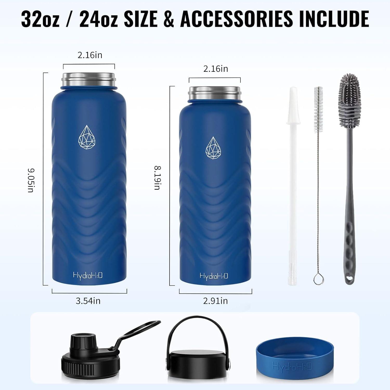 24Oz Stainless Steel Water Bottle With Straw–Insulated,Leak-Proof,Bpa-,Wide Mouth
