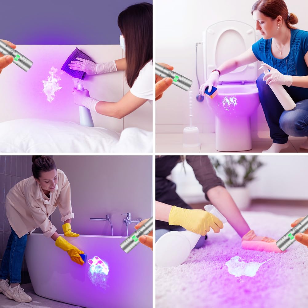 Home Safety 2102 Uv Flashlight 395 Nm Light Blacklight, 10W Powerful Wood’S Lamp Usb-C Rechargeable, Mini Led Uv Lights Pocket Pet Urine Detector For Mineral, Uranium Glass, Resin Curing