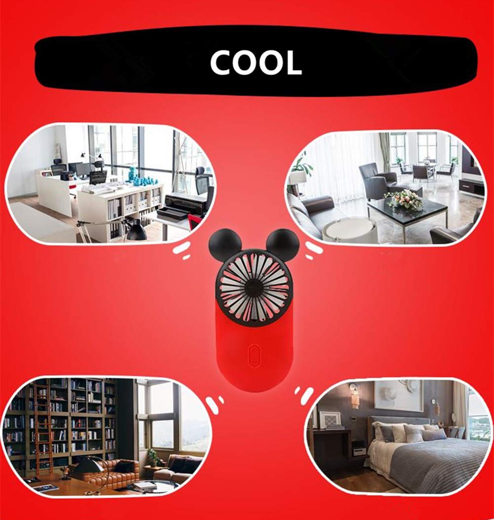 Cute Personal Mini Fan, Handheld & Portable Usb Rechargeable Beautiful Led Light, 3 Adjustable Speed