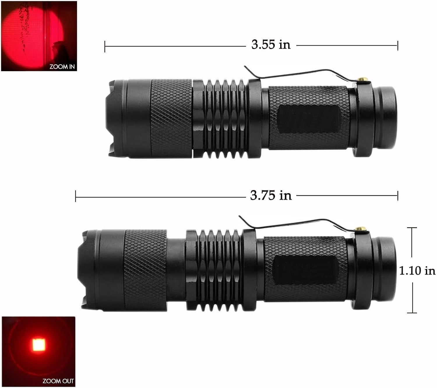 Souyos Red Light Flashlight Mini Red Led Light Zoomable Single Mode Red Light Torch For Hunting Night Observation Astronomy Aviation, 3 Pack