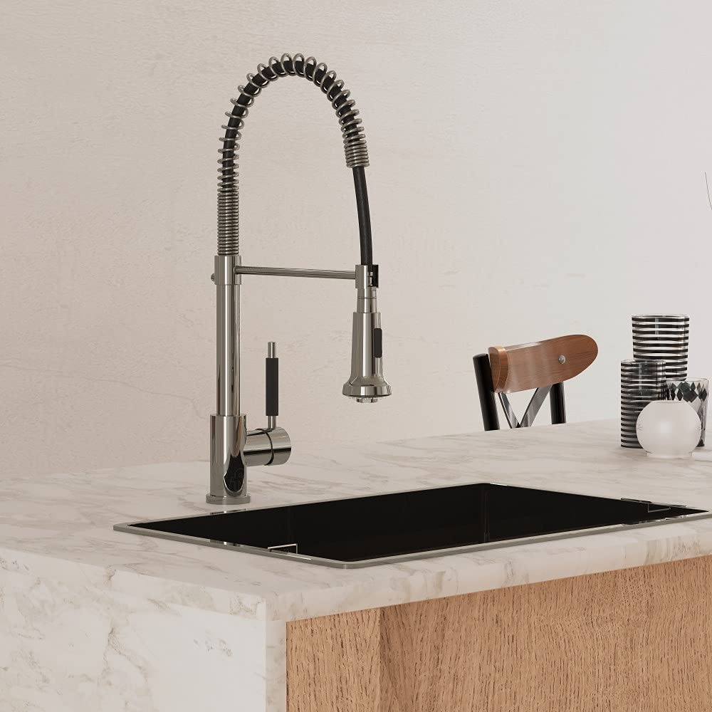 Fv Talampaya - Modern Kitchen Faucet - Chrome Kitchen Faucet - Kitchen Faucet With Sprayer - Faucet For Kitchen Sink - Kitchen Faucets With Pull Down Sprayer - Single-Bowl Faucet - (Chrome)