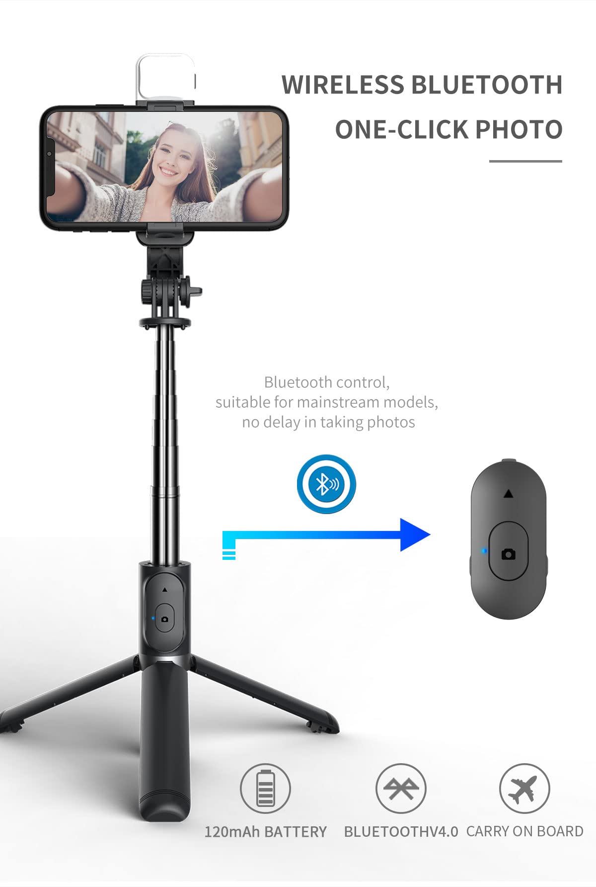 Tianle Selfie Stick, 4 In 1 Selfie Stick Tripod With Light, Extendable And Portable Stable Tripod Stand With Detachable Wireless Remote Compatible With Iphone/Gopro/Camera/Smartphones