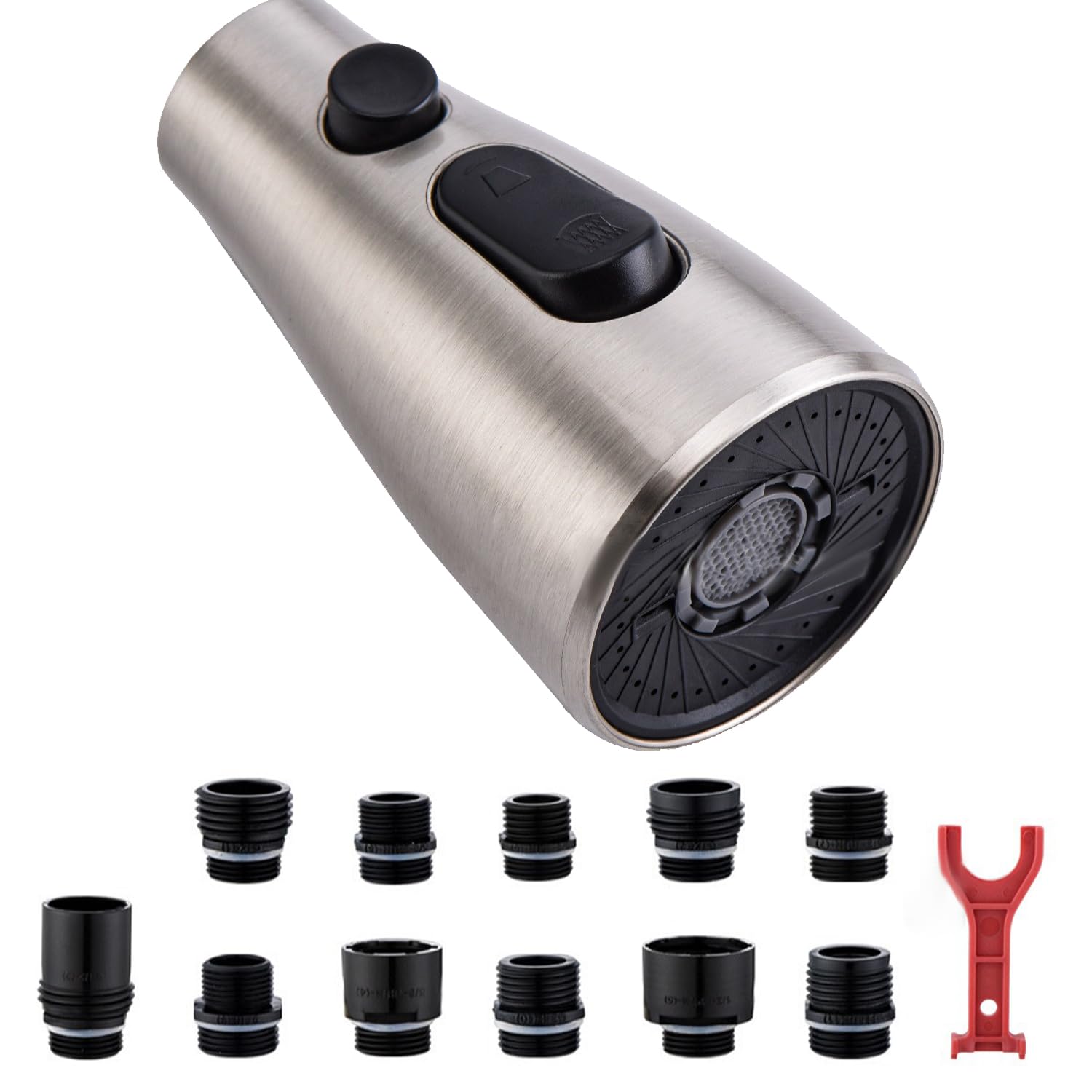 Uksks Kitchen Faucet Head Replacement 3 Modes With 11 Adapters, Pull Down Spray Head For Kitchen Faucet, Sprayer Head Replacement
