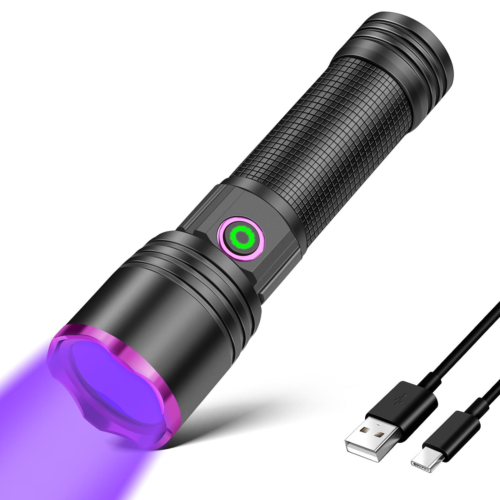 Xlentgen 365Nm Uv Flashlight, Usb Rechargeable Black Light Money Detector For Resin Curing Fishing, Dry Glue, Minerals Ringworm, Fluorescent, Scorpion, Rockhounding, Pet Urine Detector