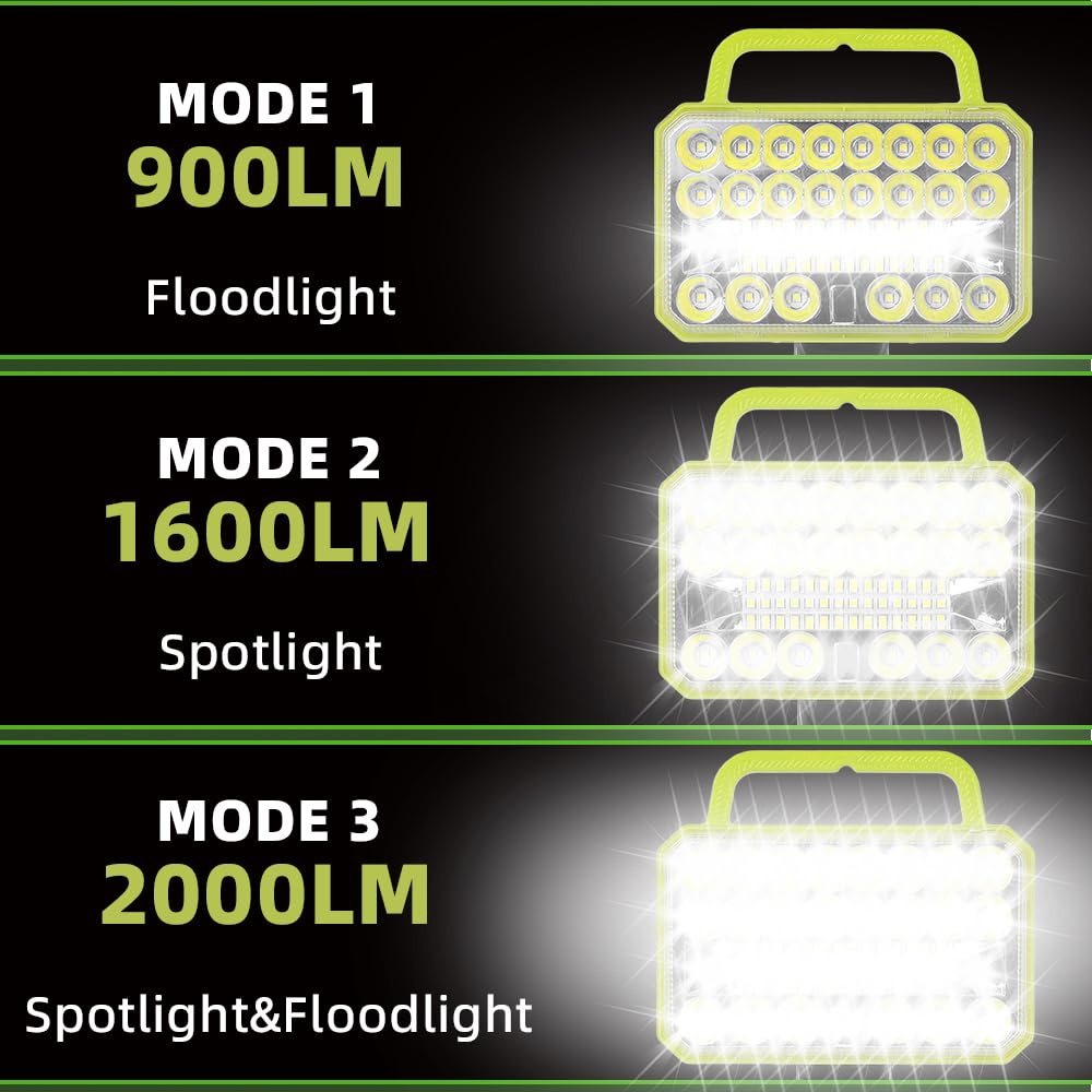Xidenauqsh Cordless Light For Ryobi 18V Lithium-Ion Battery, 18W 2000Lm Flashlight, 90Degree Pivoting Head, Jobsite Lighting Led Work Light For Outdoor, Indoor, (Batteries Not Included)