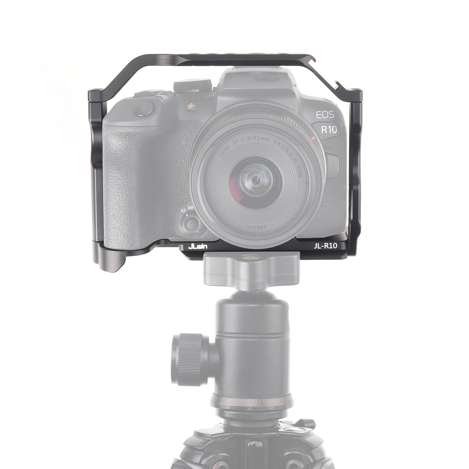 Focusfoto Camera Cage With Top Handle Grip Kit For Canon Eos R10 Mirrorless Camera, Aluminium Video Rig With Nato Rail, Cold Shoe, 1/4" & 3/8" Screw Mouting, Quick Release Plate For Arca Swiss Tripod