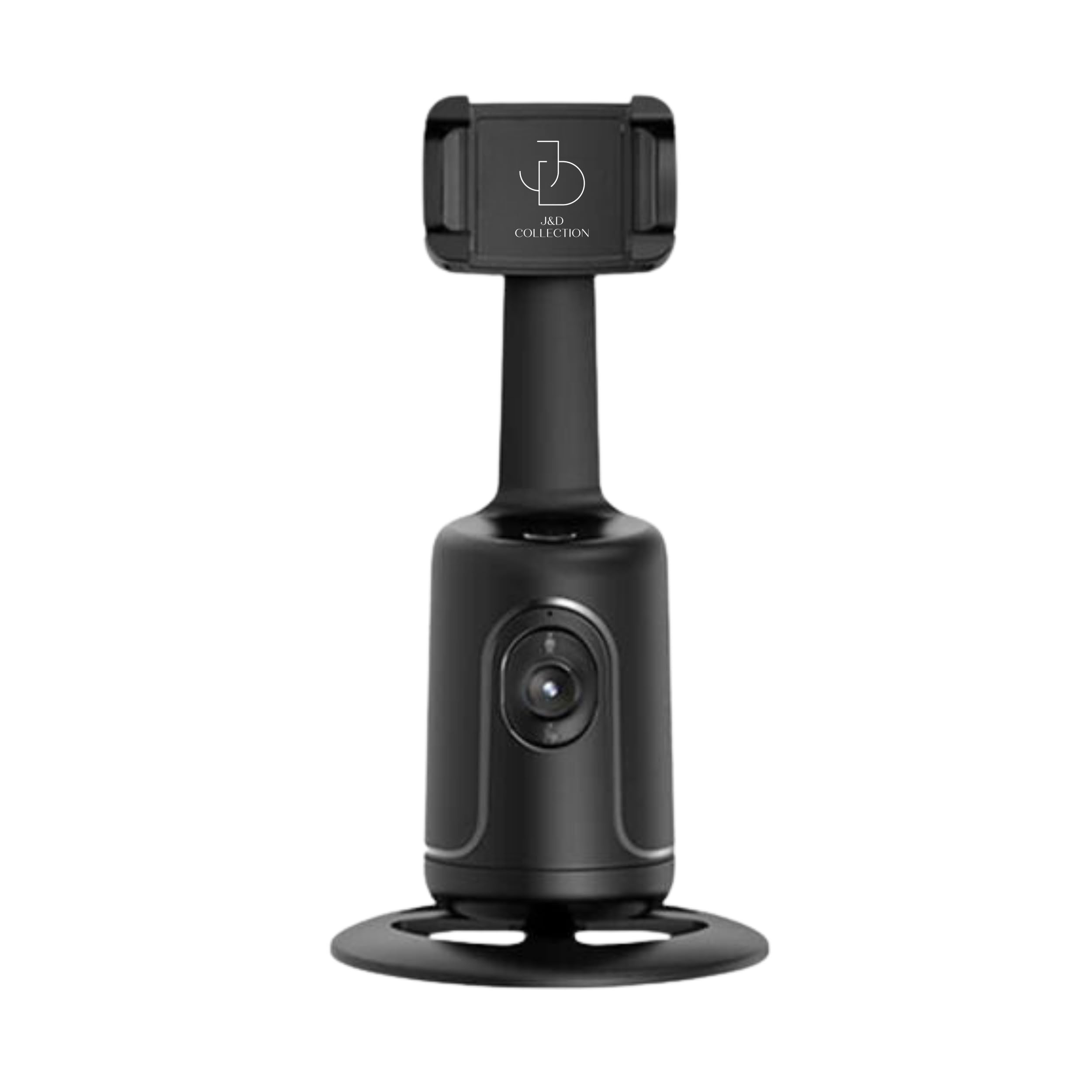 J&D Collection J&D Collection- Intelligent Phone Tripod With Automatic Face Tracking - 360° Rotation, Face & Body Ai Tracking, Universal Compatibility For Ios & Android, Usb Port, Sleek Black Design (Black)