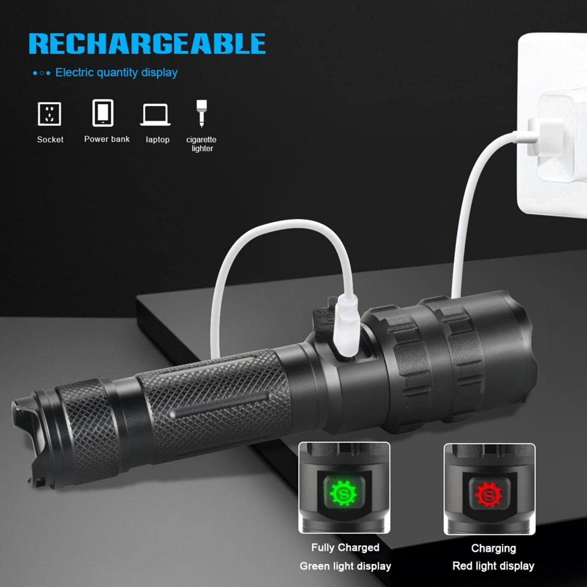 Nakcnm Rechargeable Led Flashlights High Lumens, 20000 Lumen Powerful Flash Light Super Bright Flashlight With 5 Modes Ip65 Waterproof For Home Camping Hiking(2 Pack)