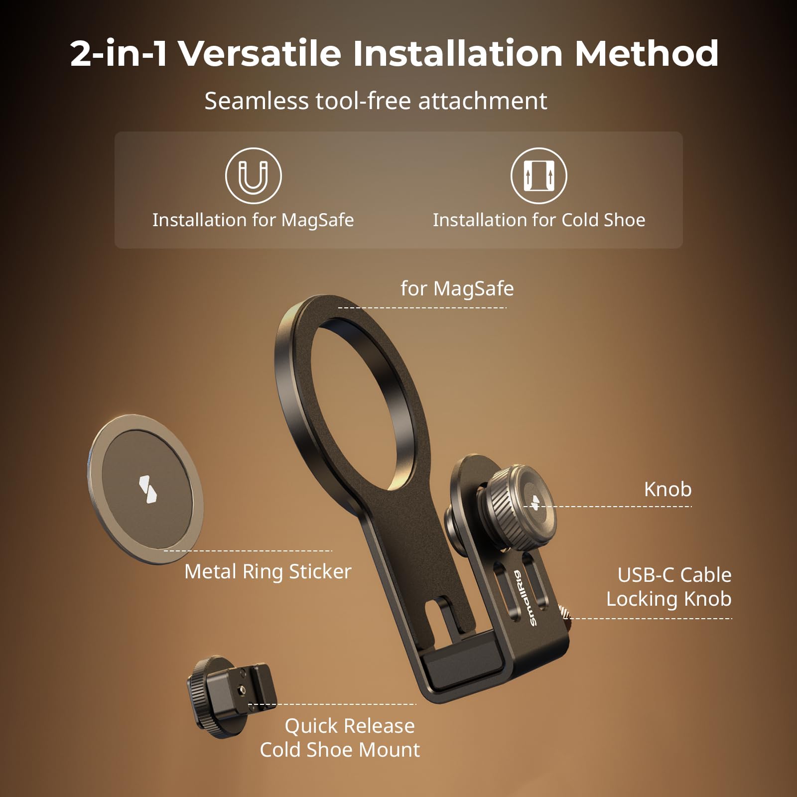 Smallrig Bundle: Tripod For Iphone Desktop Mini Tripod 3033+Ssd Holder 2-In-1 Ssd Mount Bracket For Magsafe With Cold Shoe Cable Clamp 4779