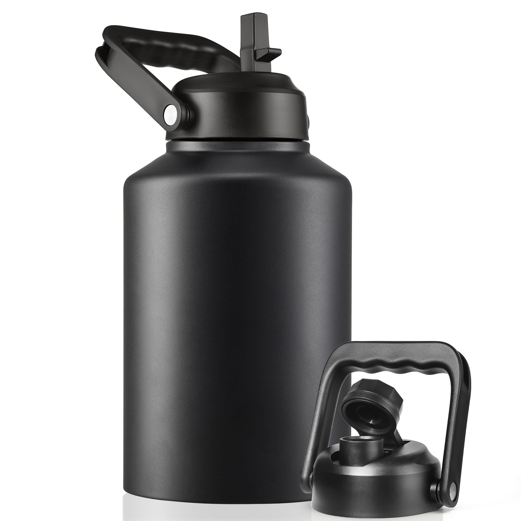 Insulated Gallon Water Bottle Jug With Straw, 128 Oz Large Stainless Steel Sports Metal Water