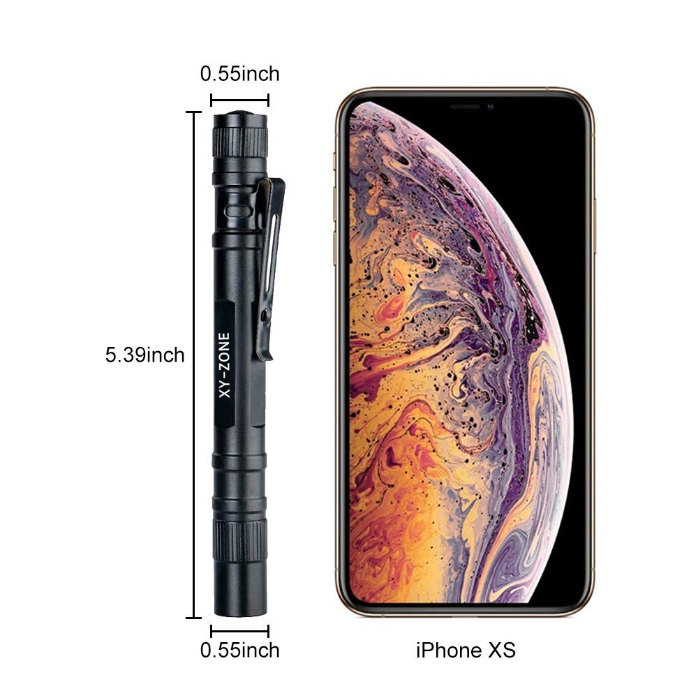 Xy Zone 5Pcs Led Pen Flashlight 1000 Lumens Lamp Clip Mini Black 507 Pocket Penlight Flashlight Torch Powered By 2 Aaa Battery(Battery Not Included)