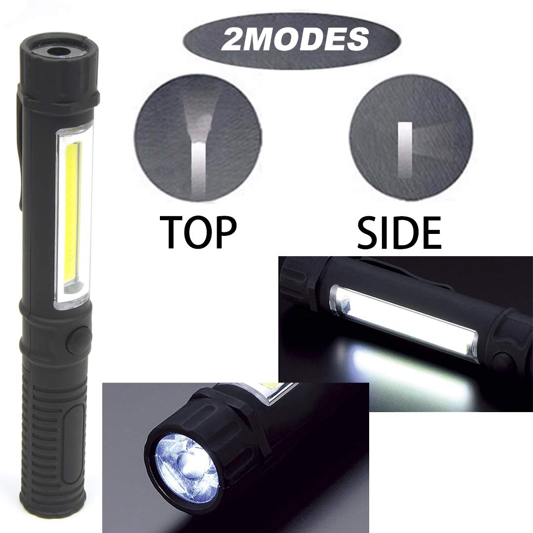 Wutl Cob Led Work Flashlight With Magnetic Base And Clip Multi-Function Pocket Pen Light Inspection Work Light, 8 Pack